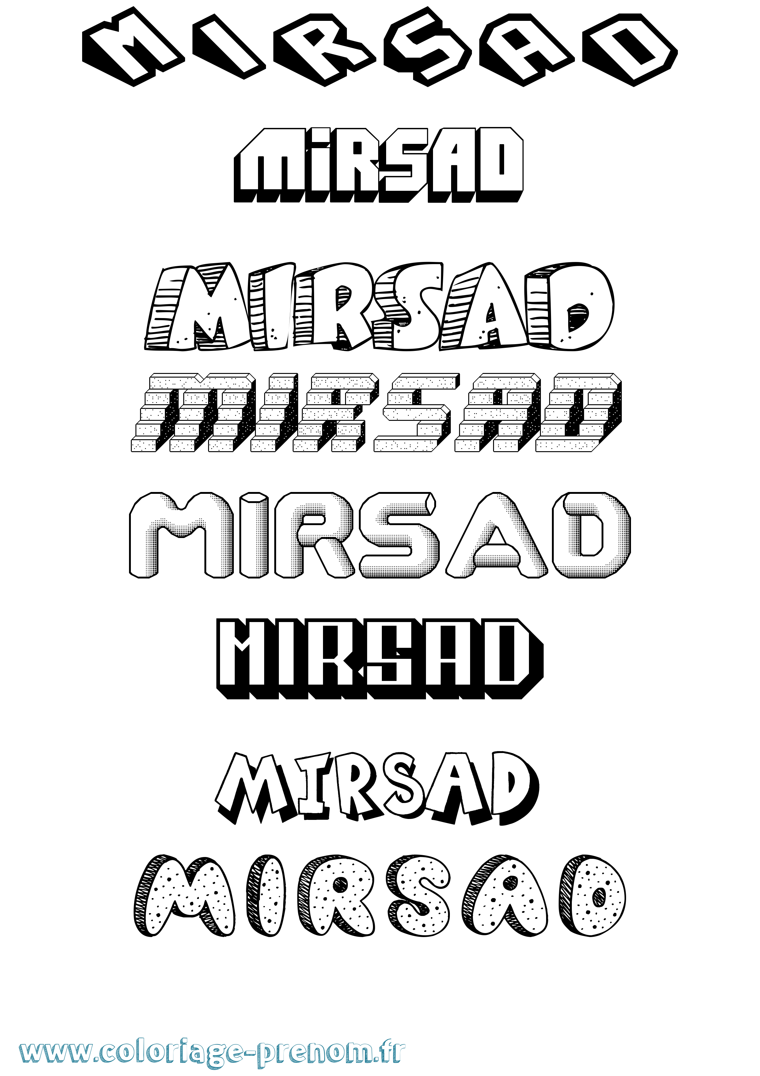 Coloriage Mirsad Effet 3D Coloriage prénom Mirsad Effet 3D