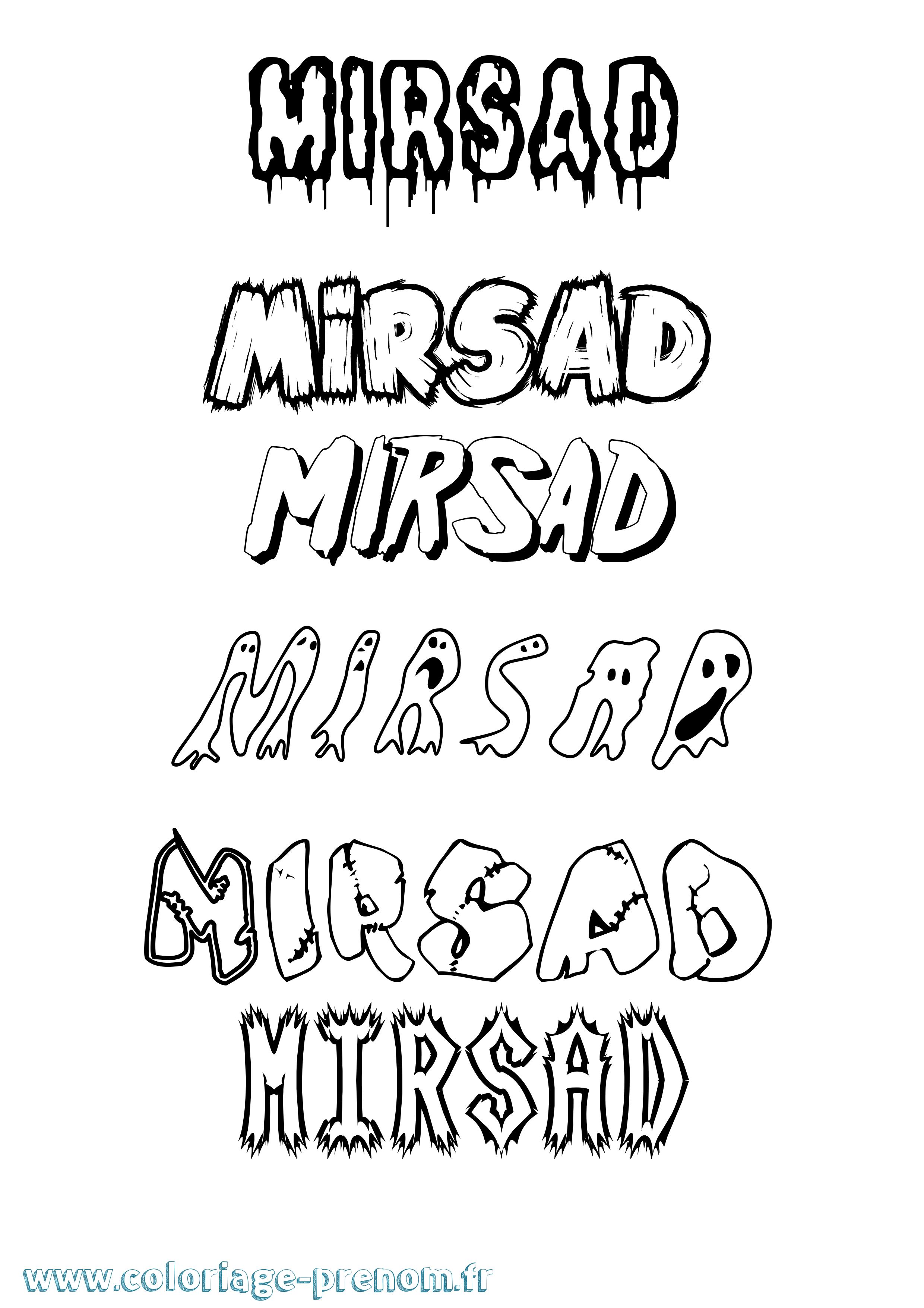 Coloriage prénom Mirsad Frisson