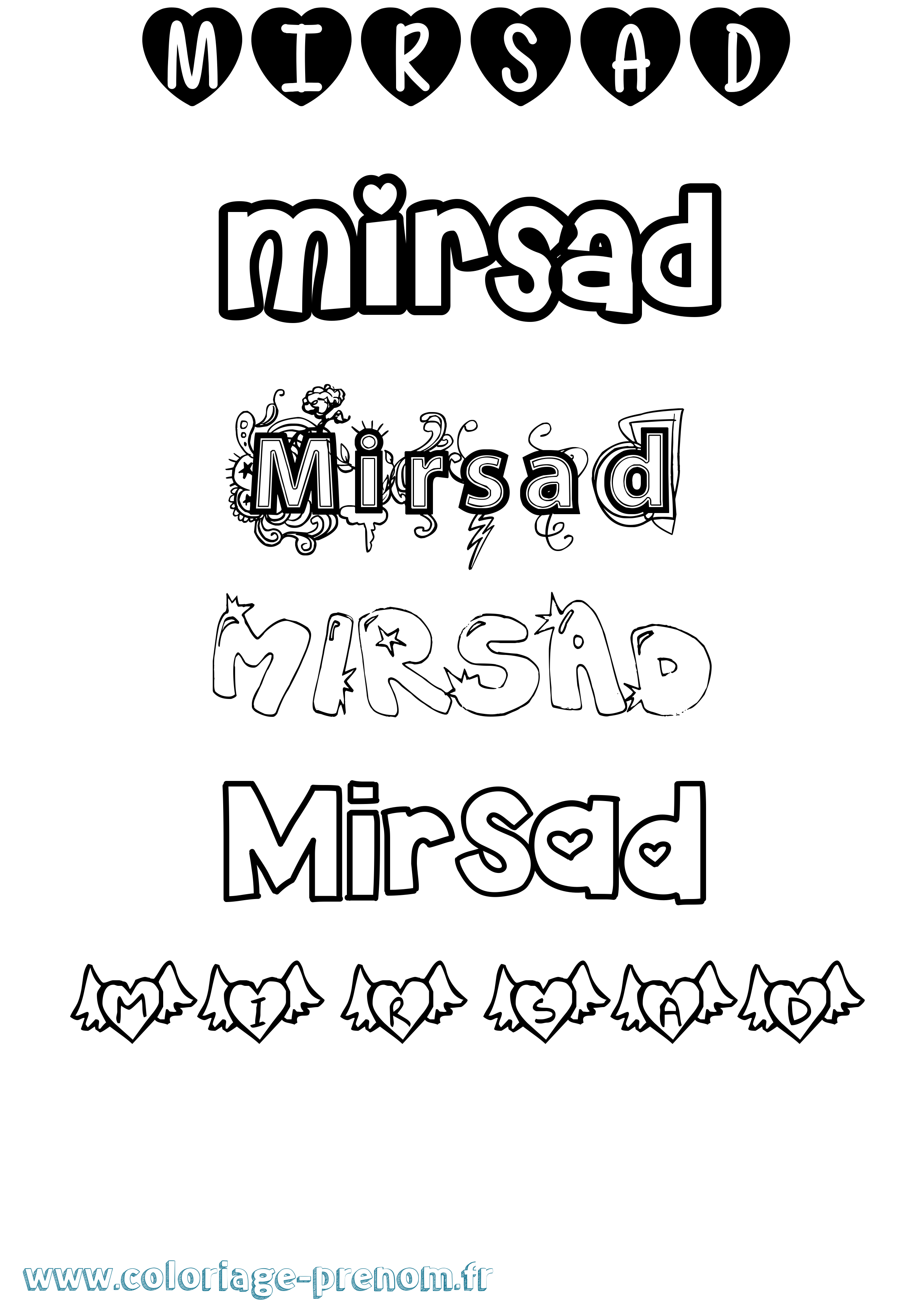 Coloriage Mirsad Girly Coloriage prénom Mirsad Girly