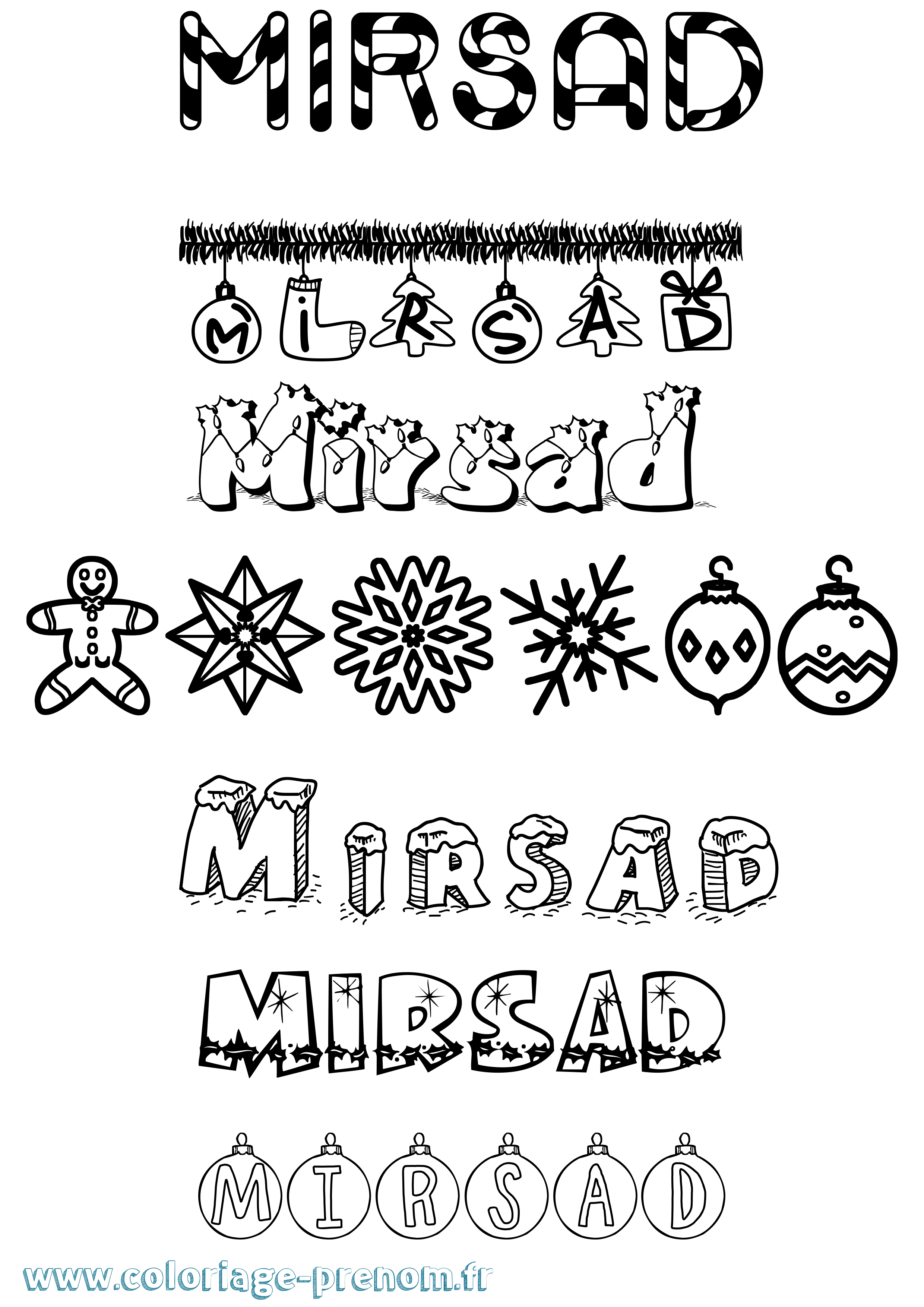 Coloriage prénom Mirsad Noël