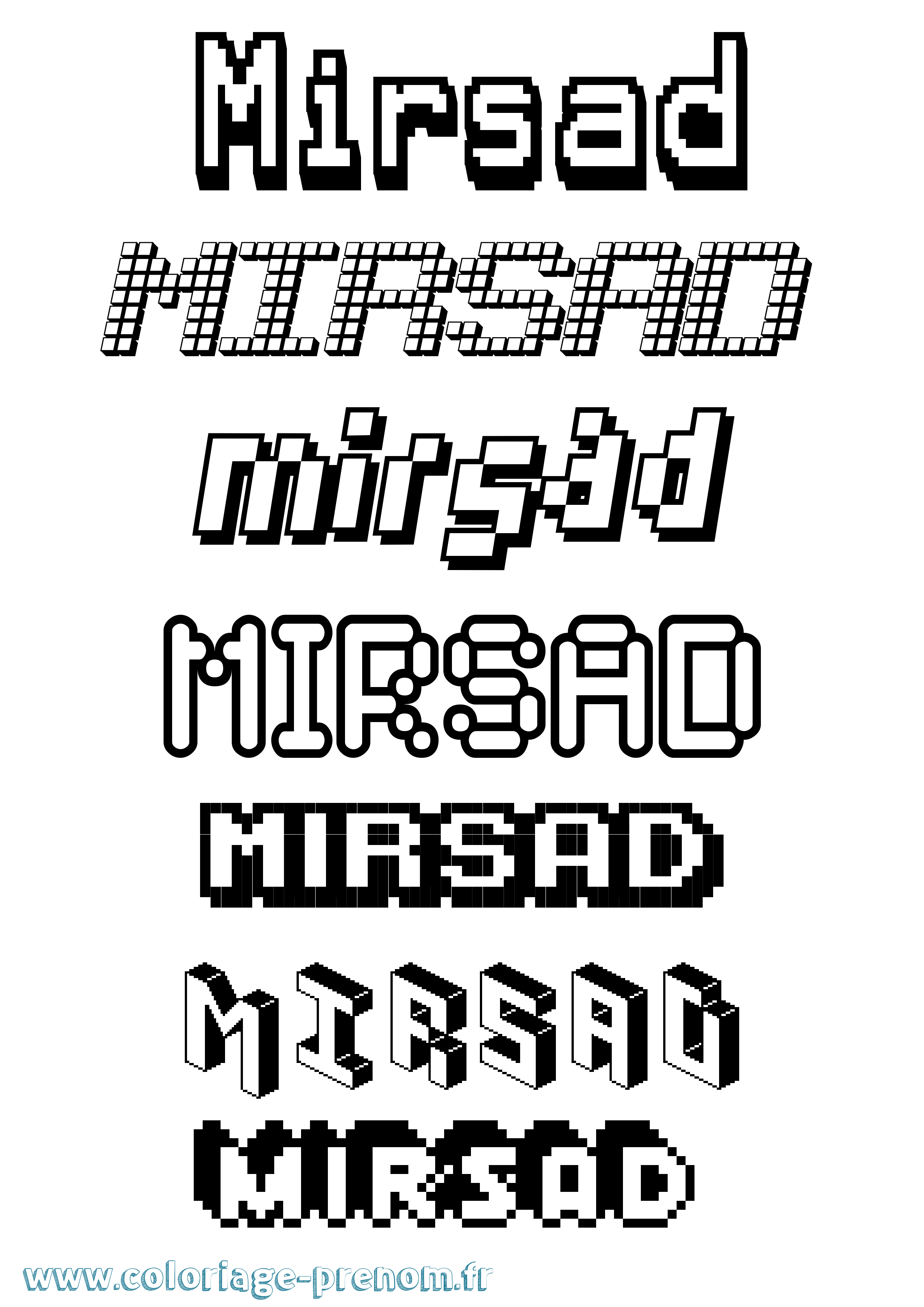 Coloriage prénom Mirsad Pixel