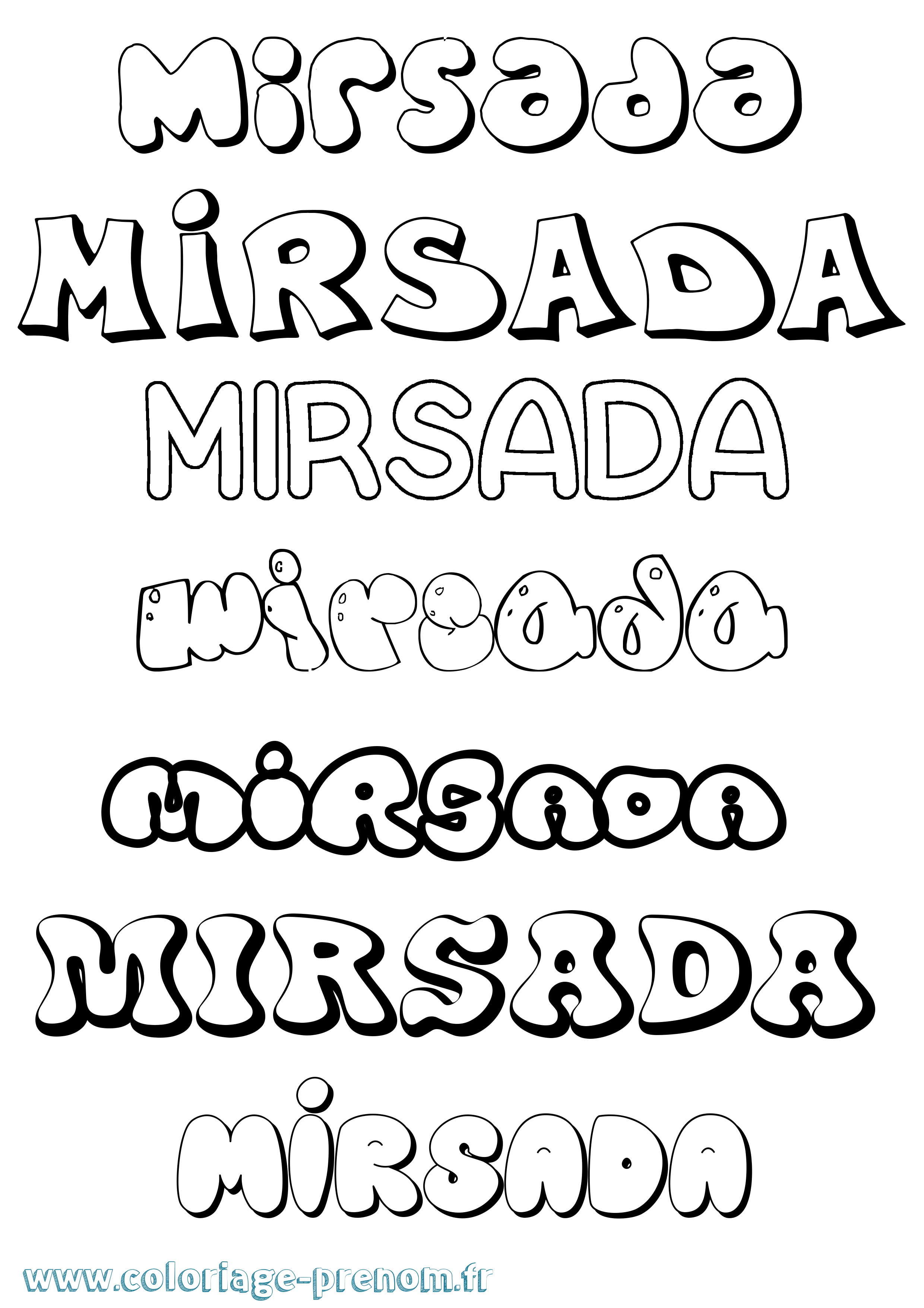 Coloriage Mirsada Bubble Coloriage prénom Mirsada Bubble