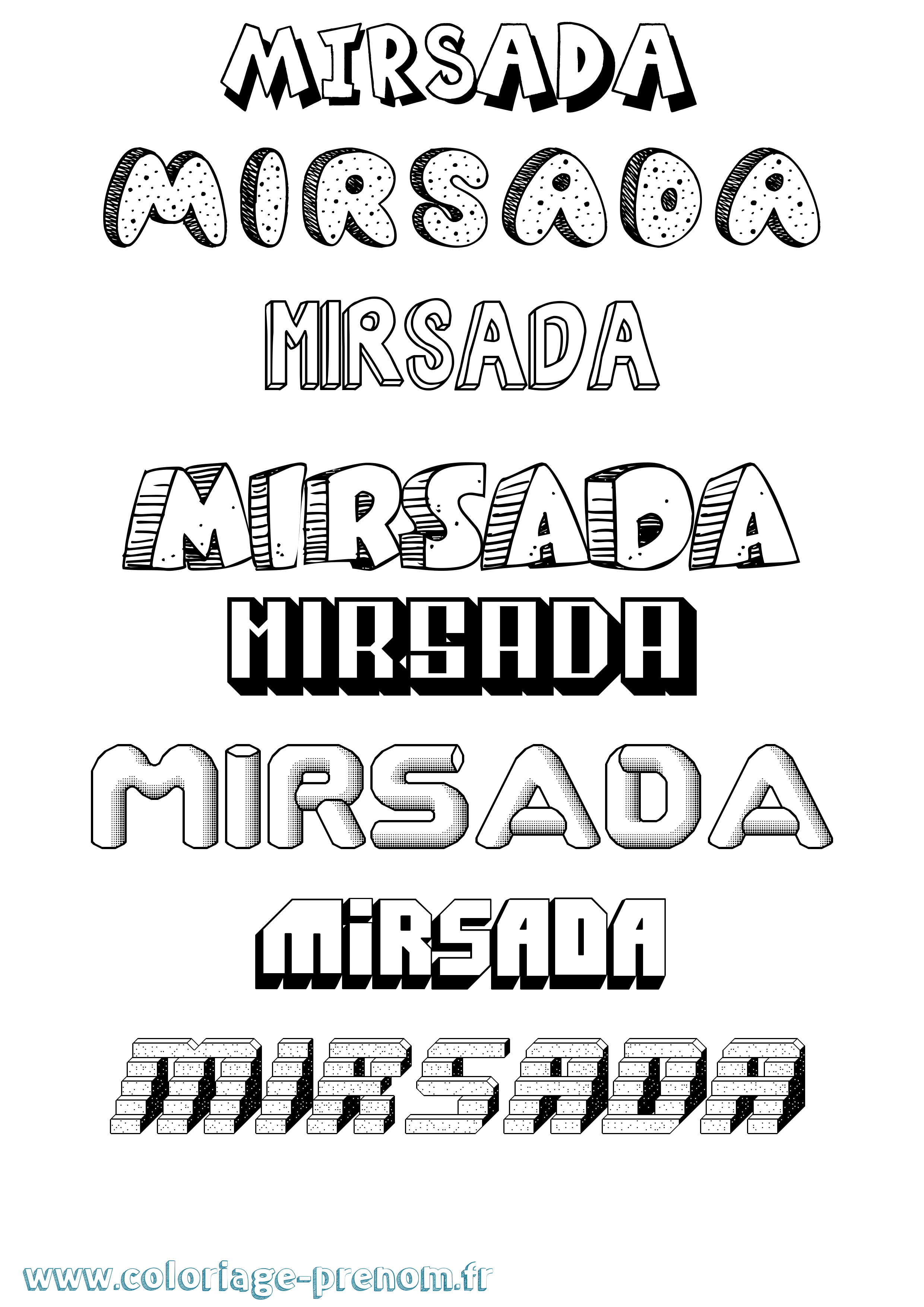 Coloriage Mirsada Effet 3D Coloriage prénom Mirsada Effet 3D