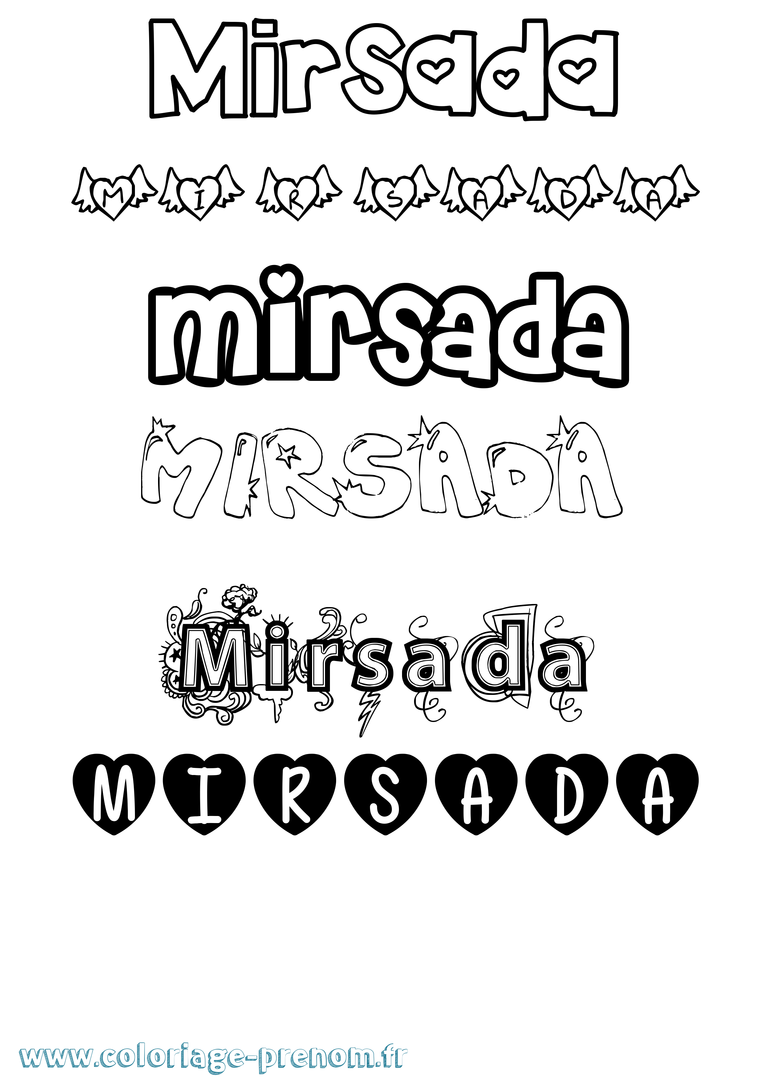 Coloriage Mirsada Girly Coloriage prénom Mirsada Girly