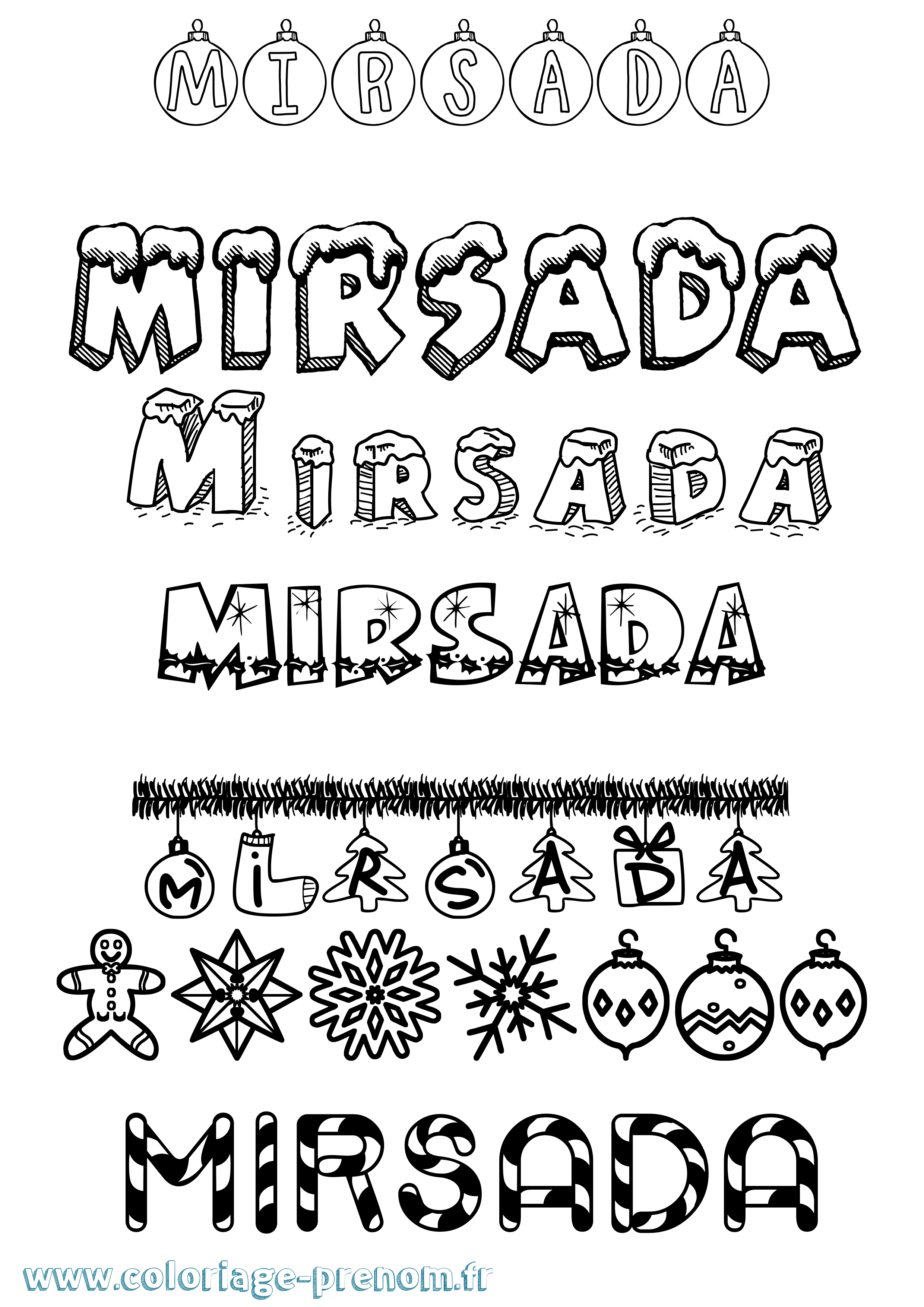 Coloriage Mirsada Noël Coloriage prénom Mirsada Noël