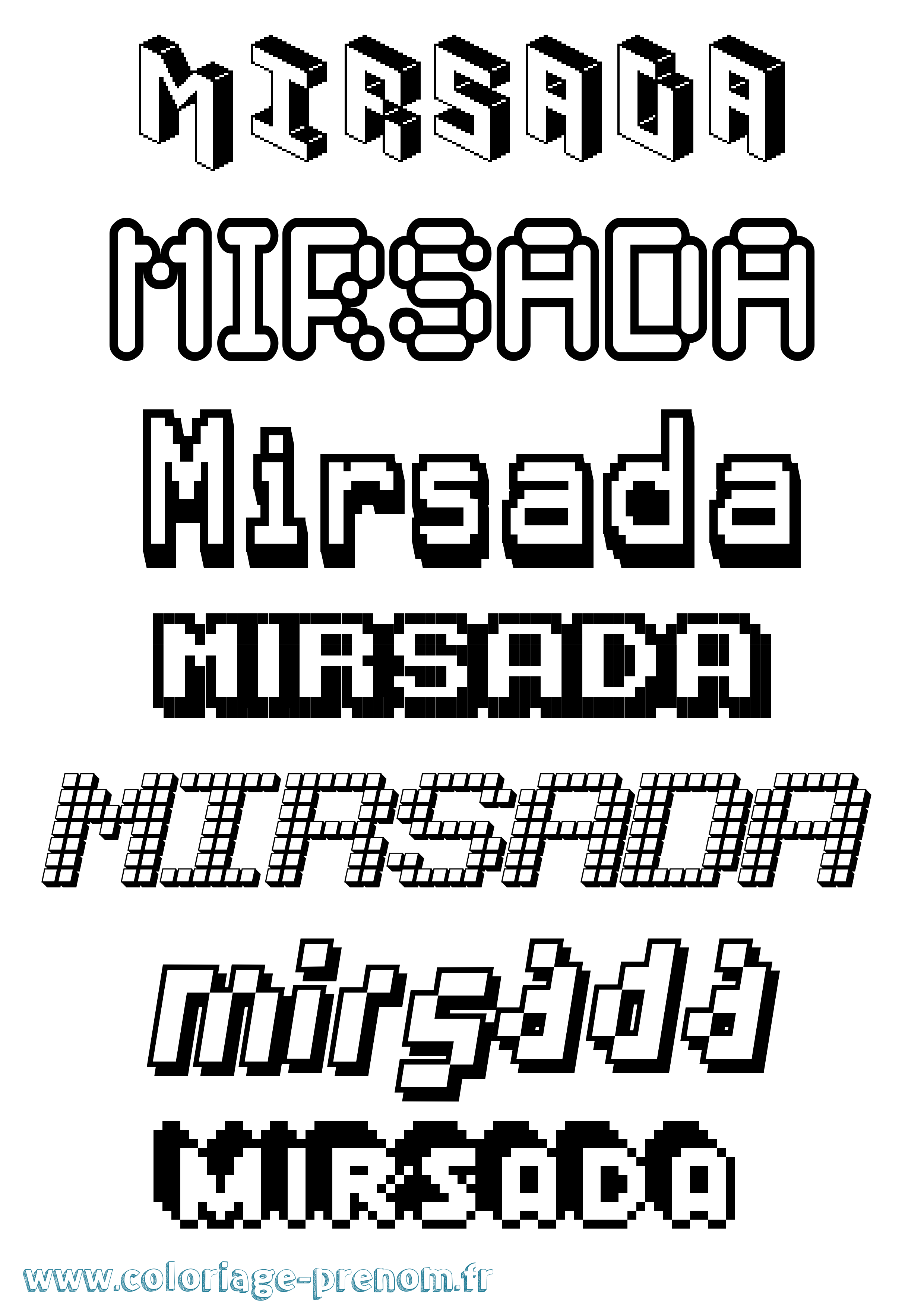 Coloriage Mirsada Pixel Coloriage prénom Mirsada Pixel