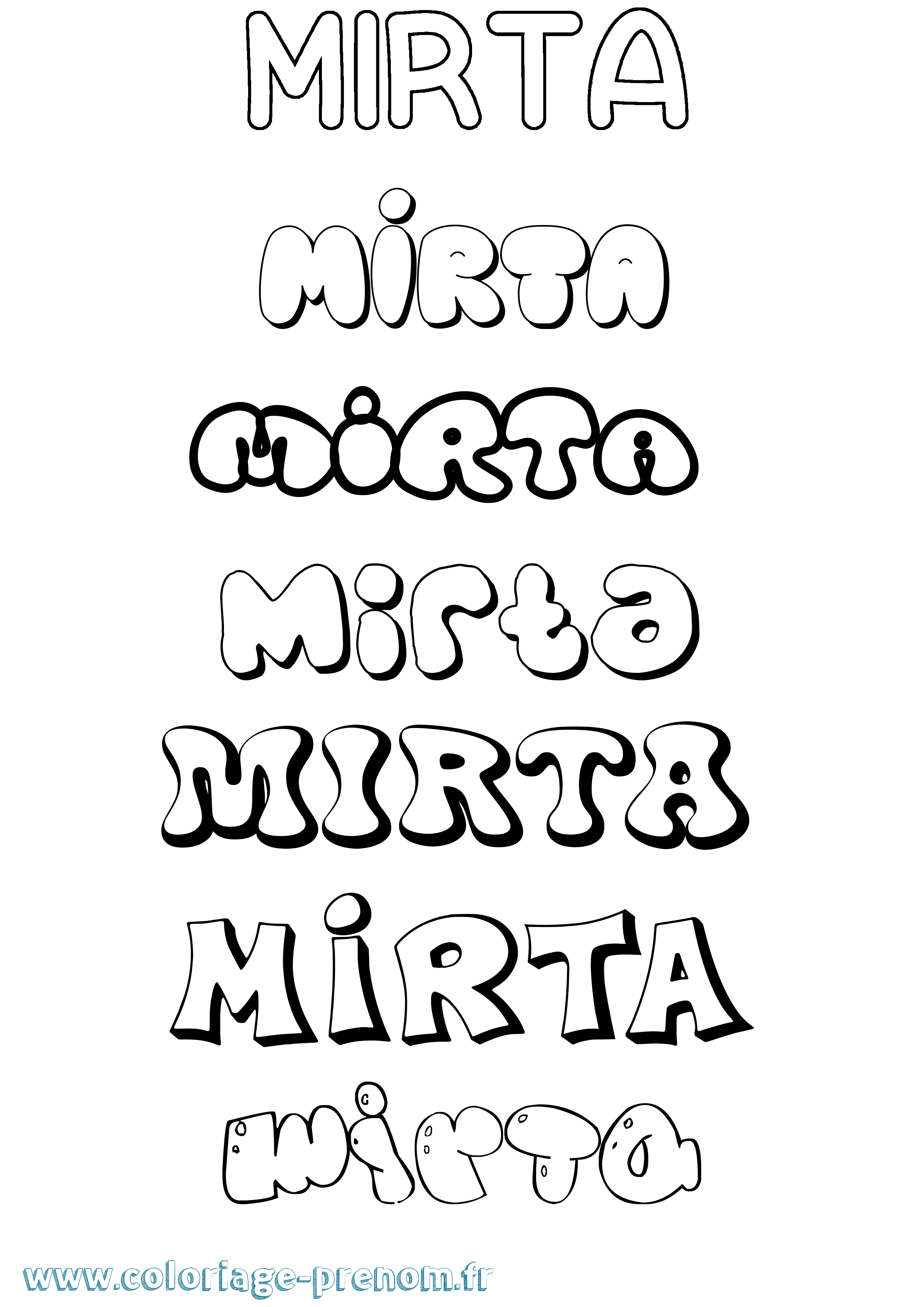 Coloriage Mirta Bubble Coloriage prénom Mirta Bubble