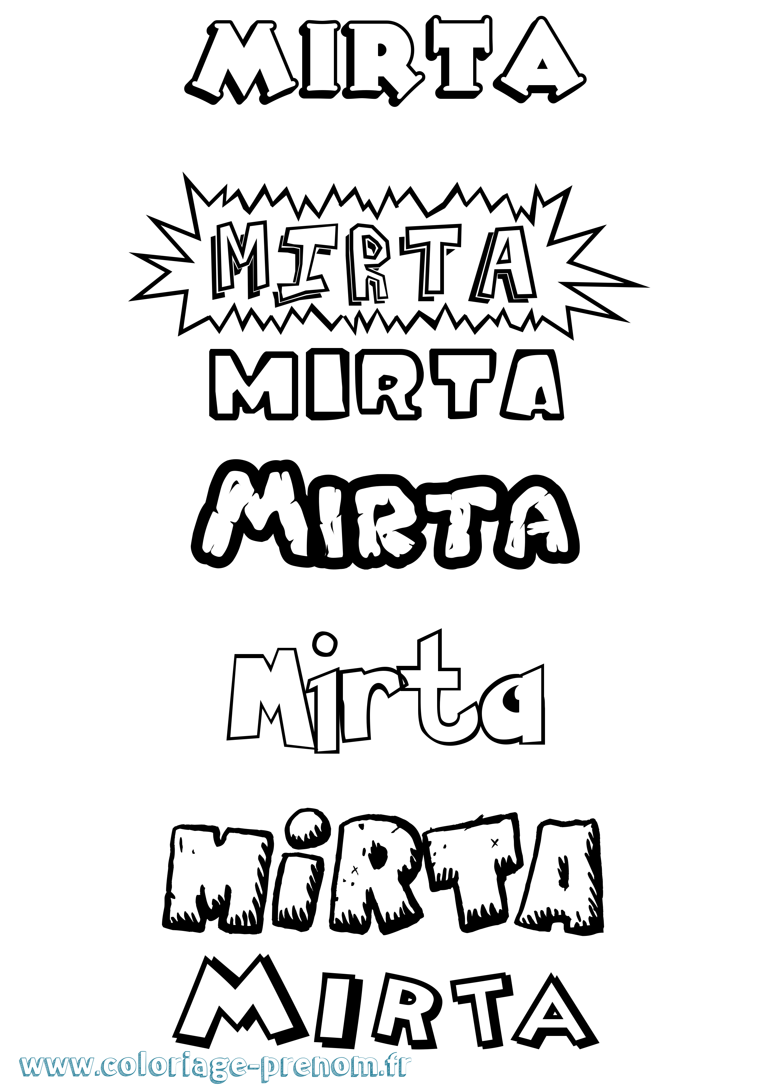 Coloriage Mirta Dessin Animé Coloriage prénom Mirta Dessin Animé