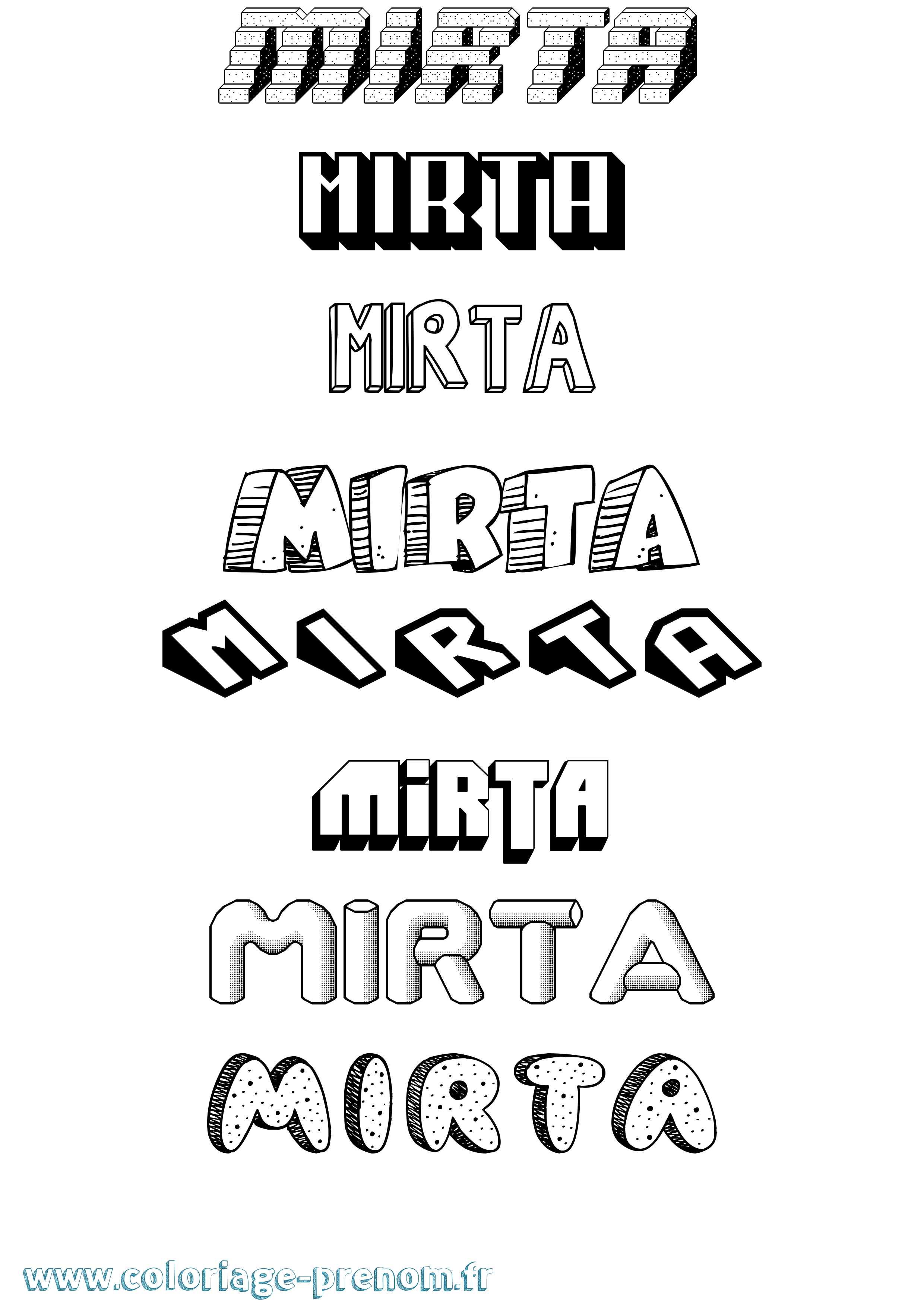 Coloriage Mirta Effet 3D Coloriage prénom Mirta Effet 3D