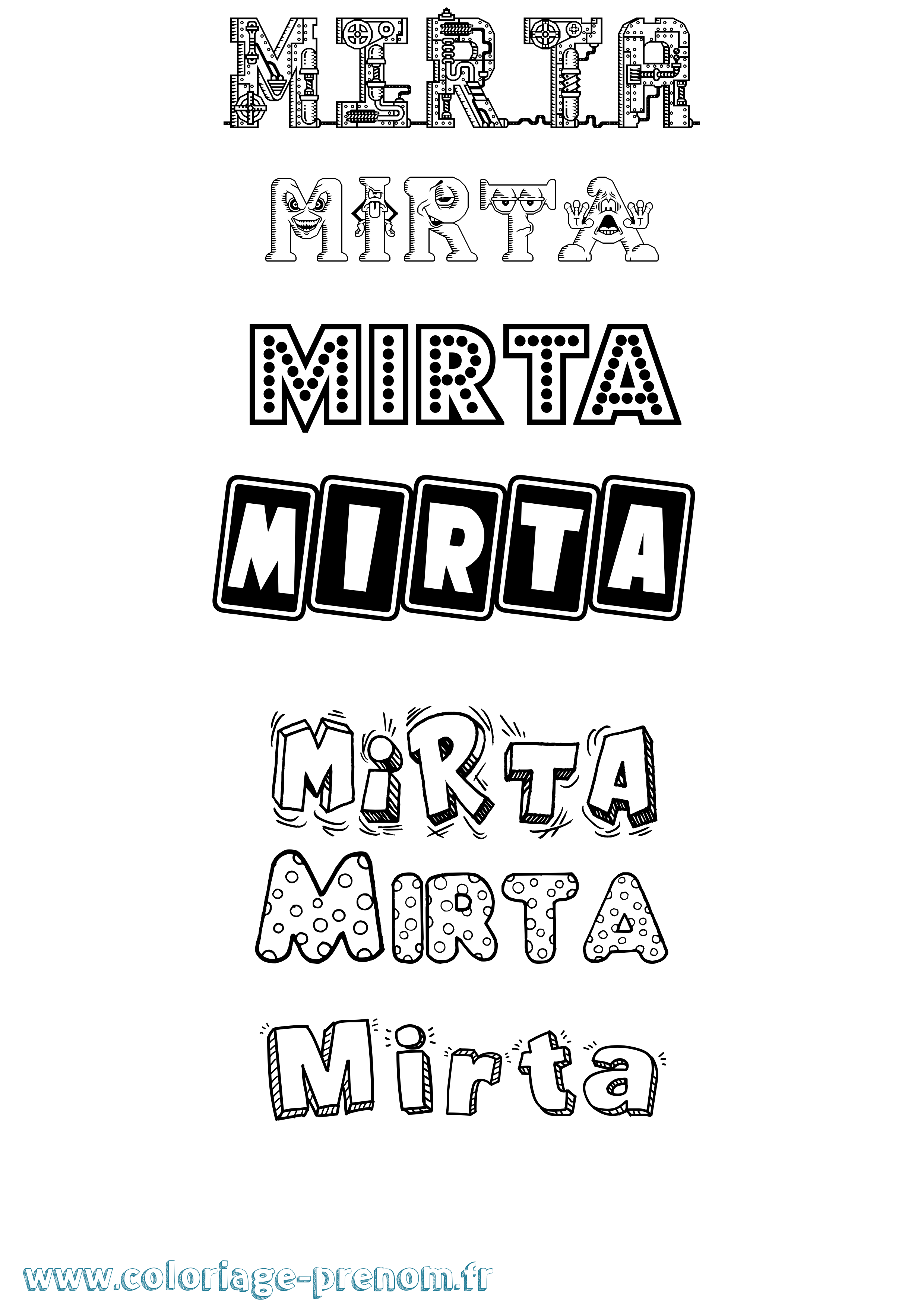 Coloriage Mirta Fun Coloriage prénom Mirta Fun