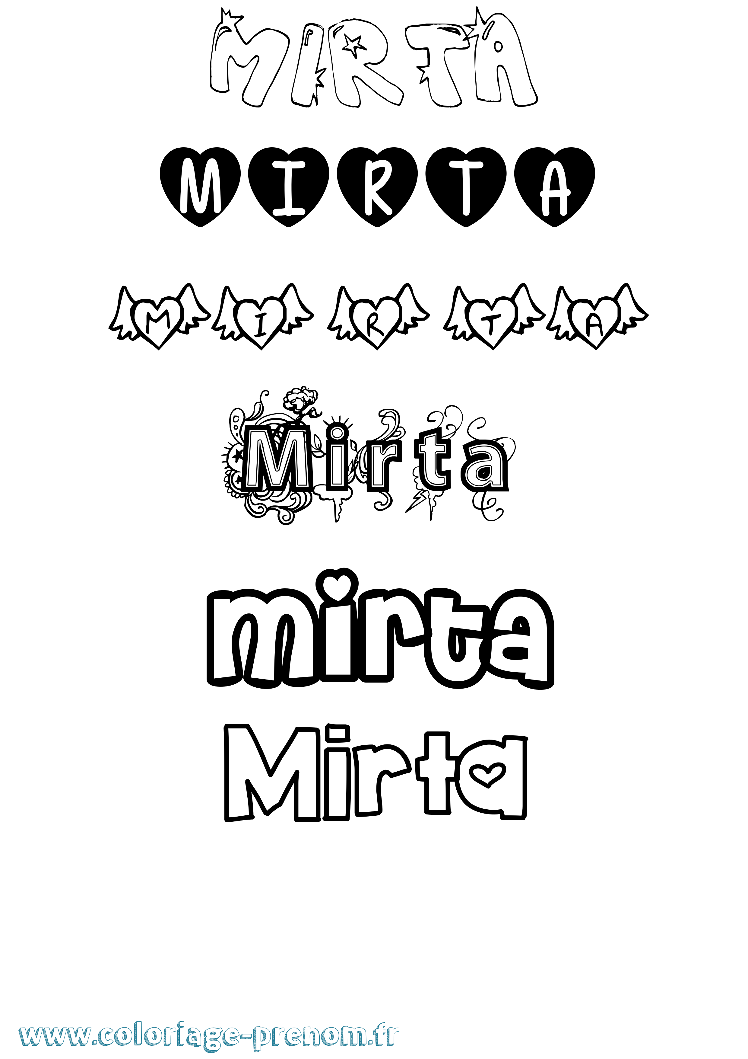 Coloriage Mirta Girly Coloriage prénom Mirta Girly