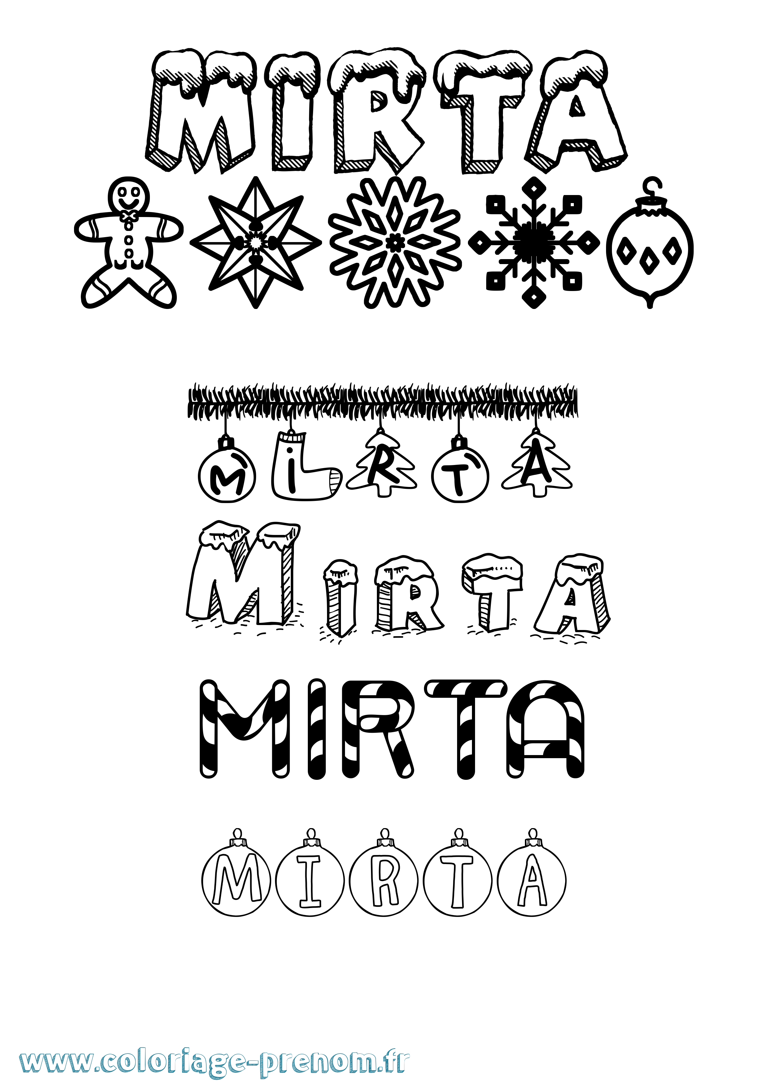 Coloriage Mirta Noël Coloriage prénom Mirta Noël