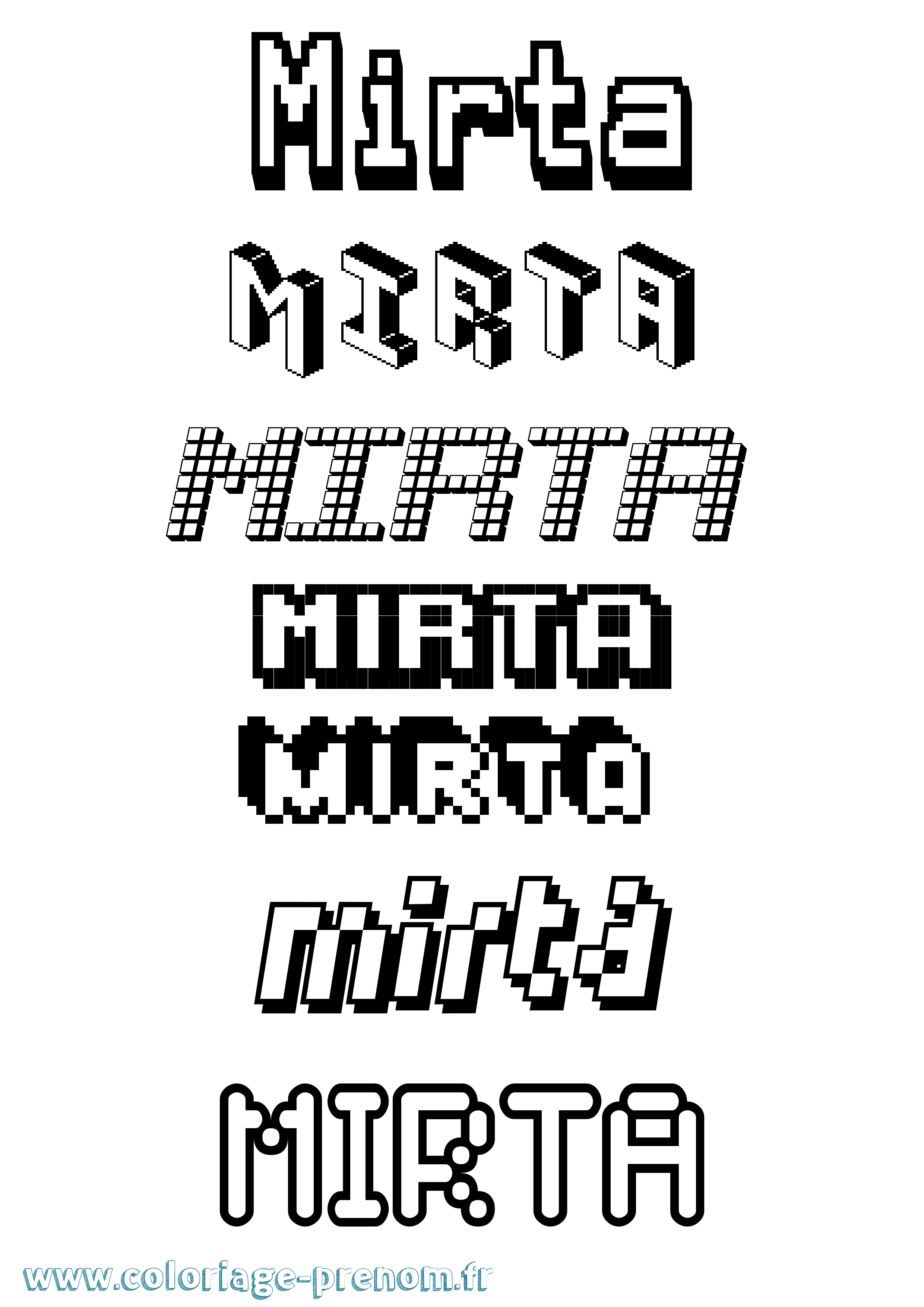 Coloriage Mirta Pixel Coloriage prénom Mirta Pixel