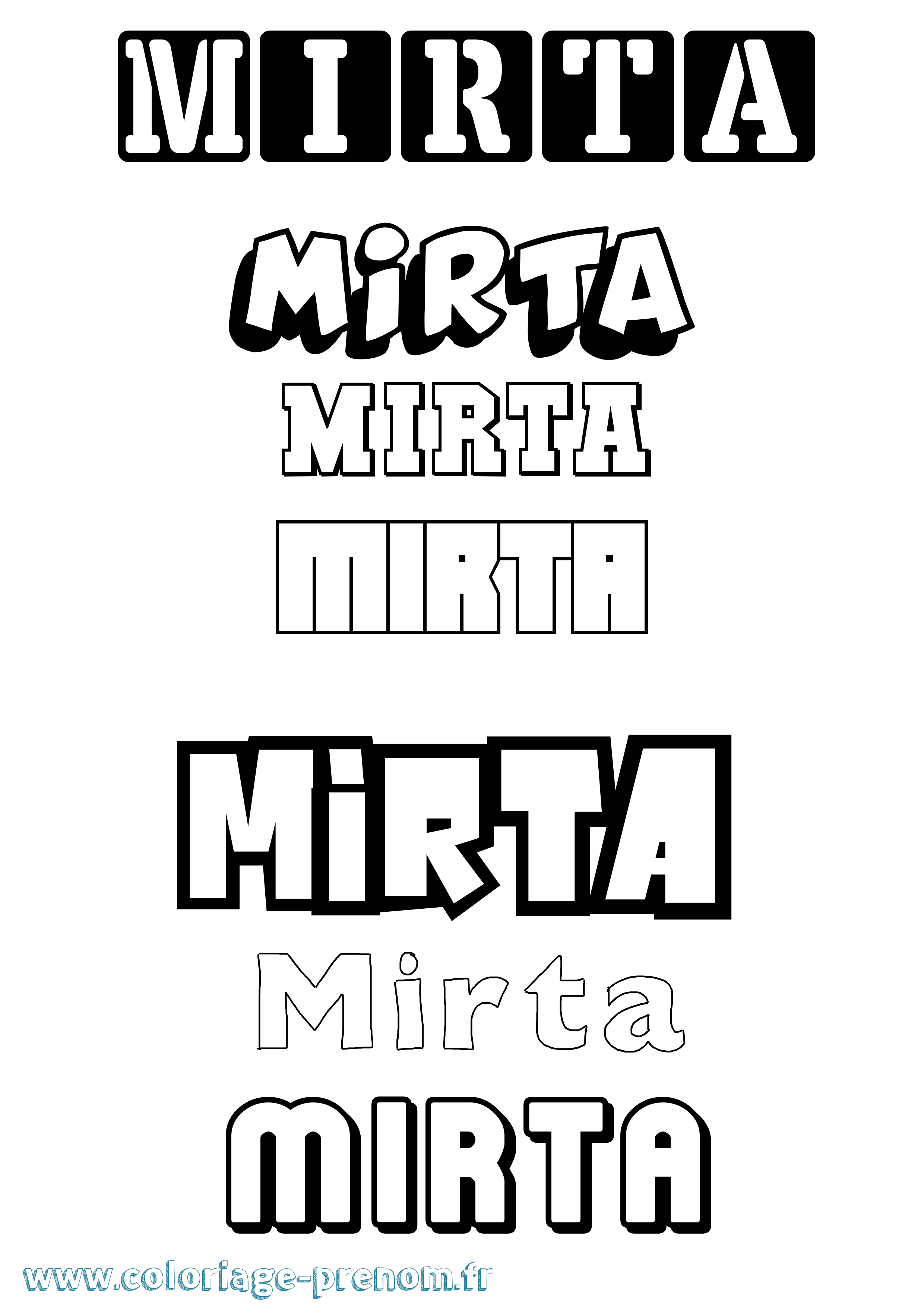 Coloriage Mirta Simple Coloriage prénom Mirta Simple