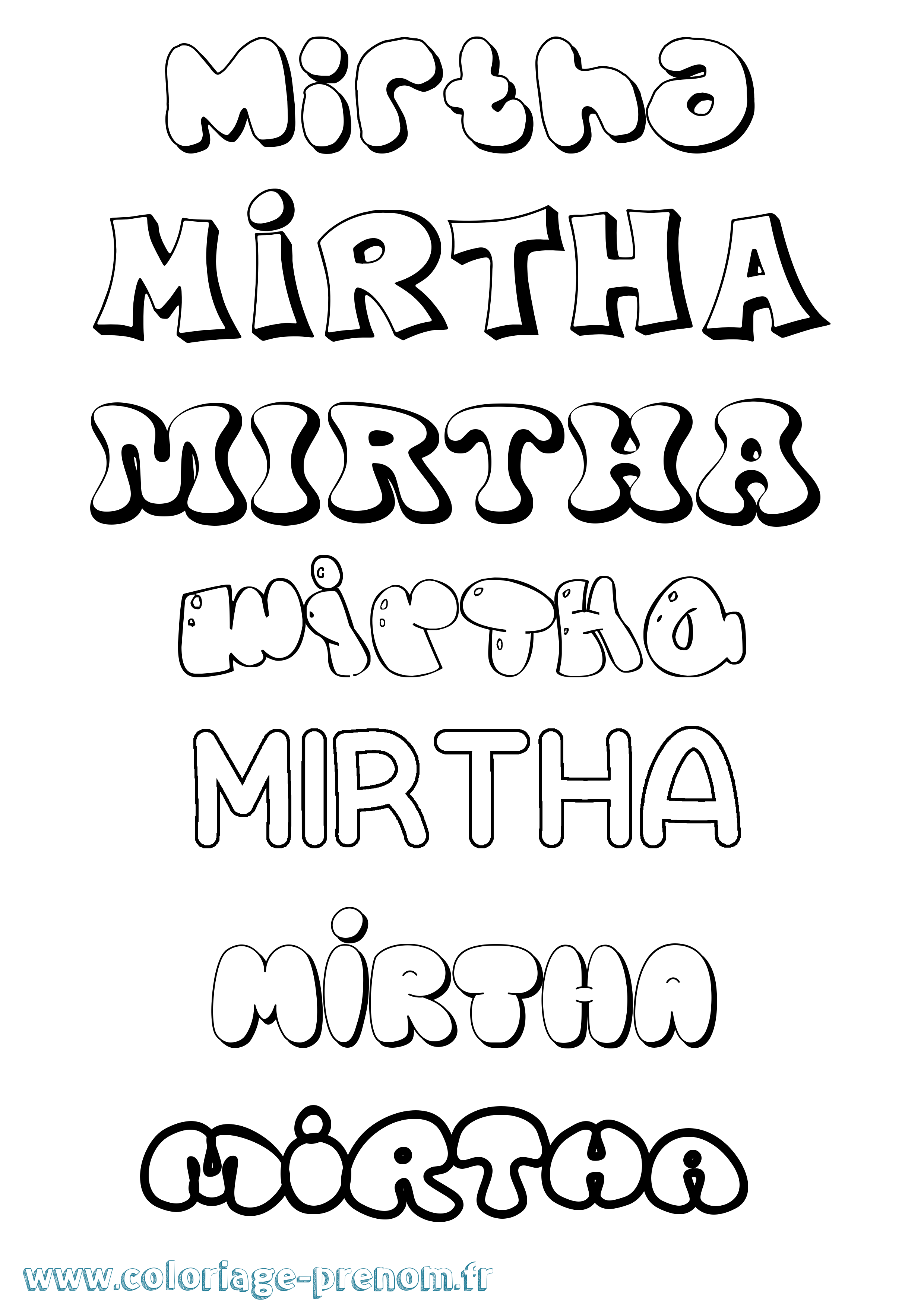Coloriage Mirtha Bubble Coloriage prénom Mirtha Bubble