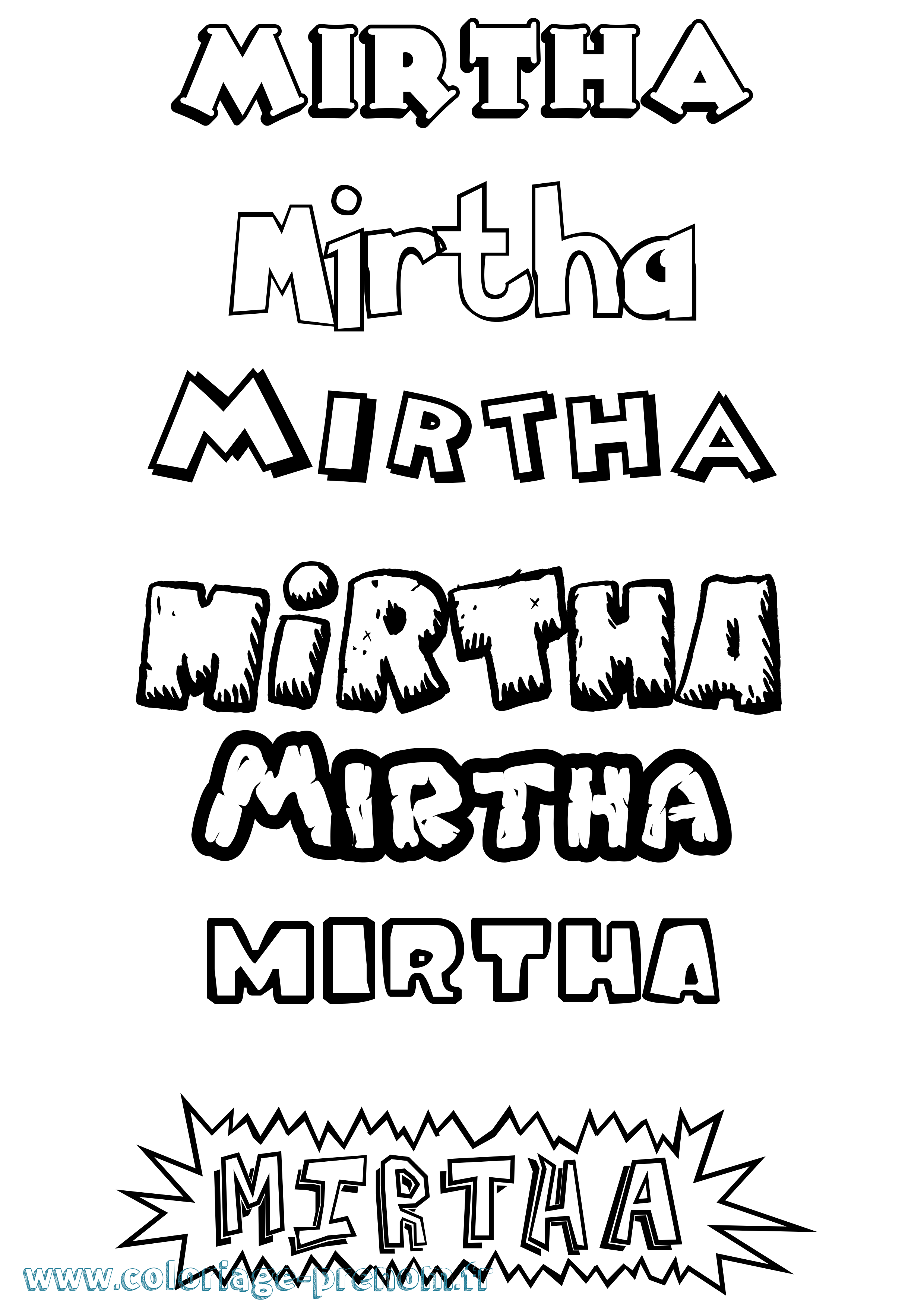 Coloriage Mirtha Dessin Animé Coloriage prénom Mirtha Dessin Animé