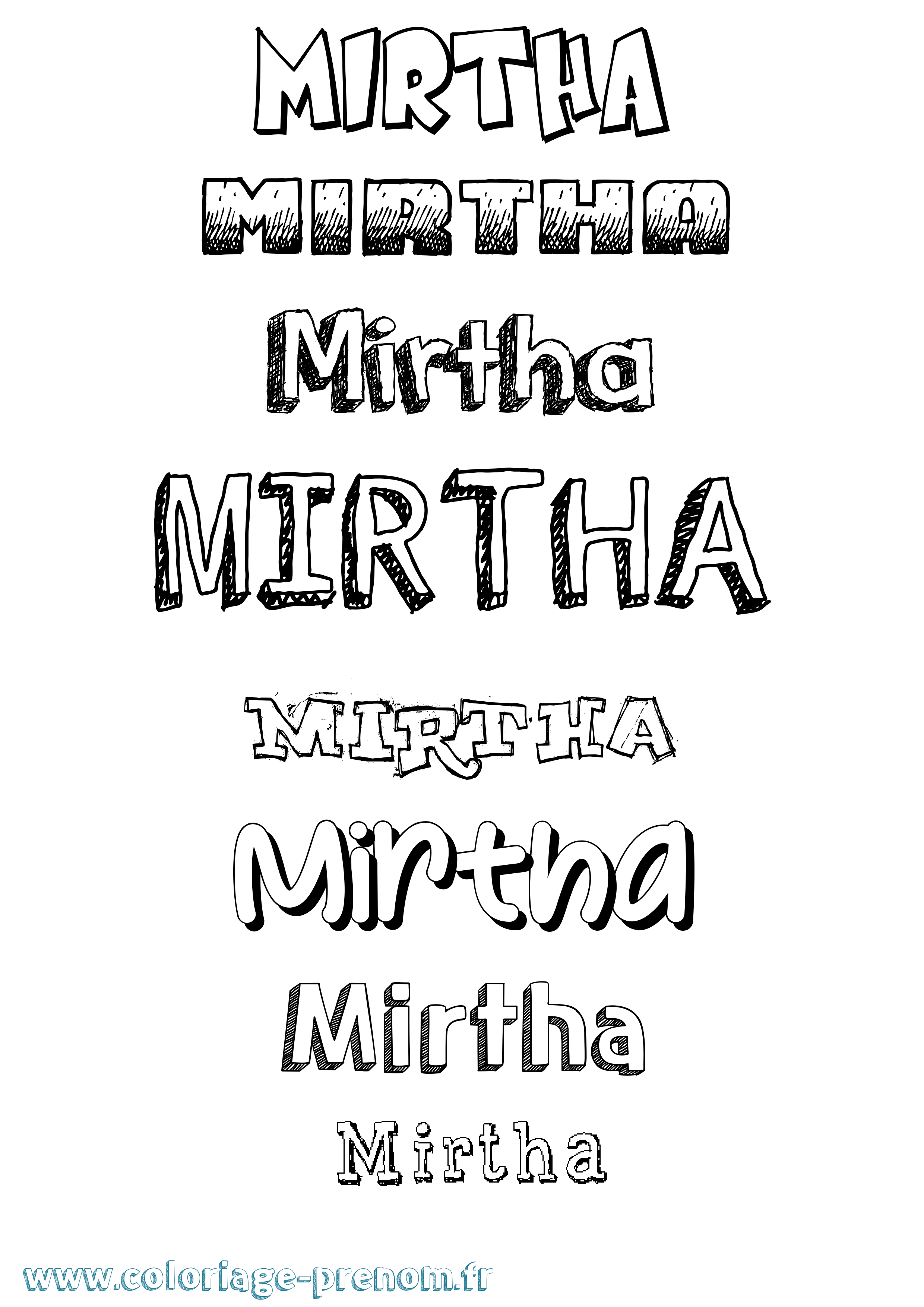Coloriage Mirtha Dessiné Coloriage prénom Mirtha Dessiné