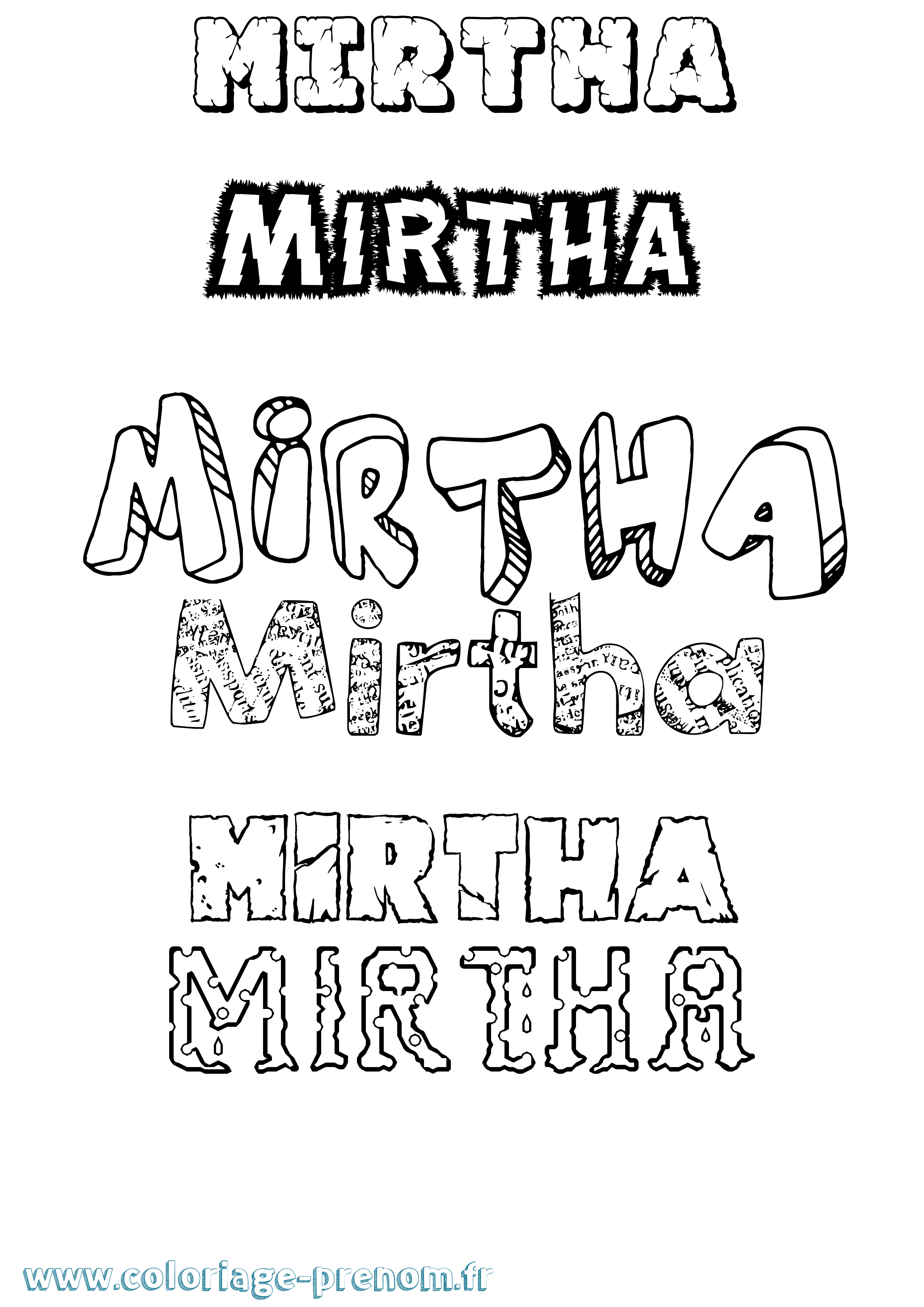 Coloriage Mirtha Destructuré Coloriage prénom Mirtha Destructuré