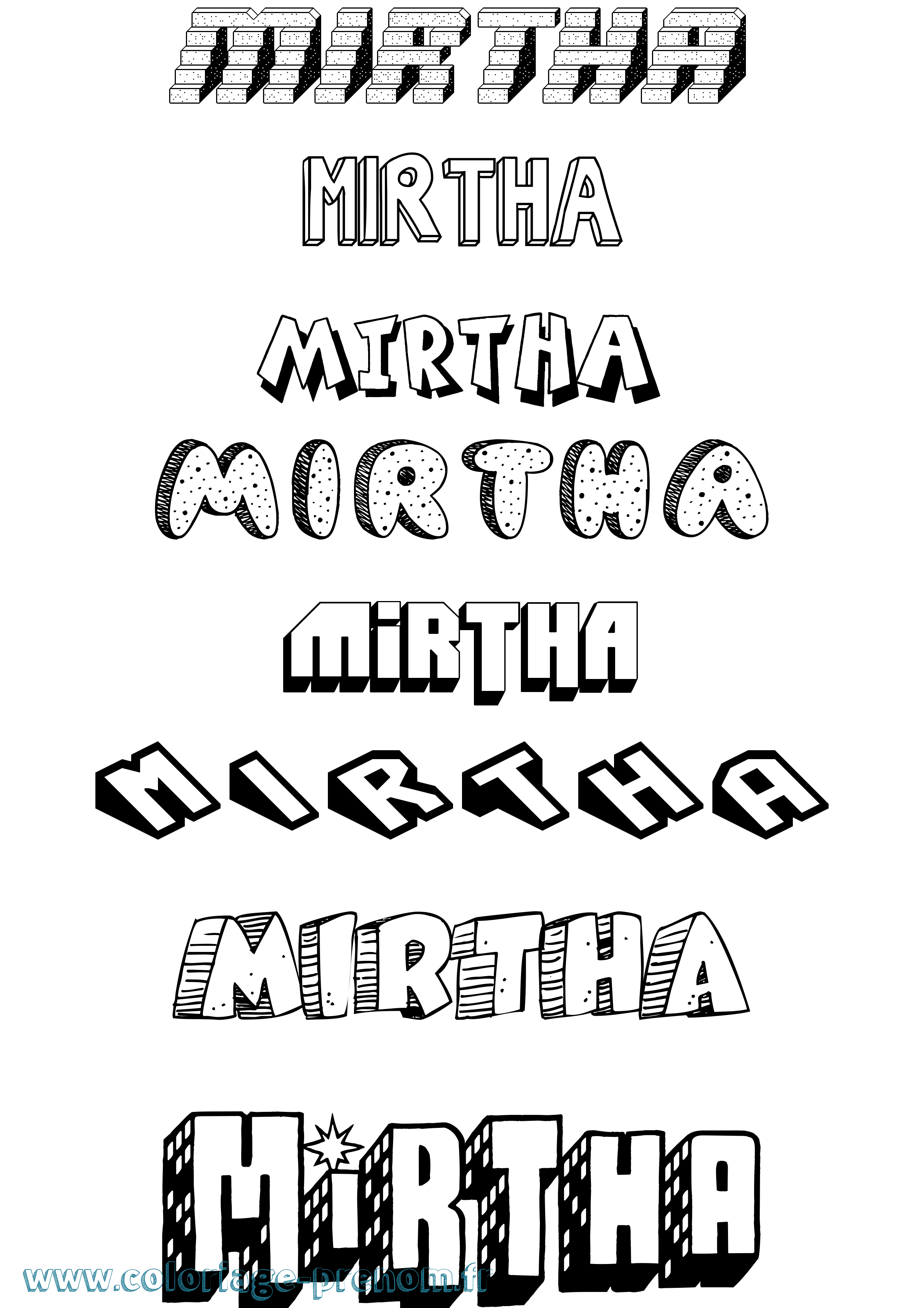 Coloriage Mirtha Effet 3D Coloriage prénom Mirtha Effet 3D