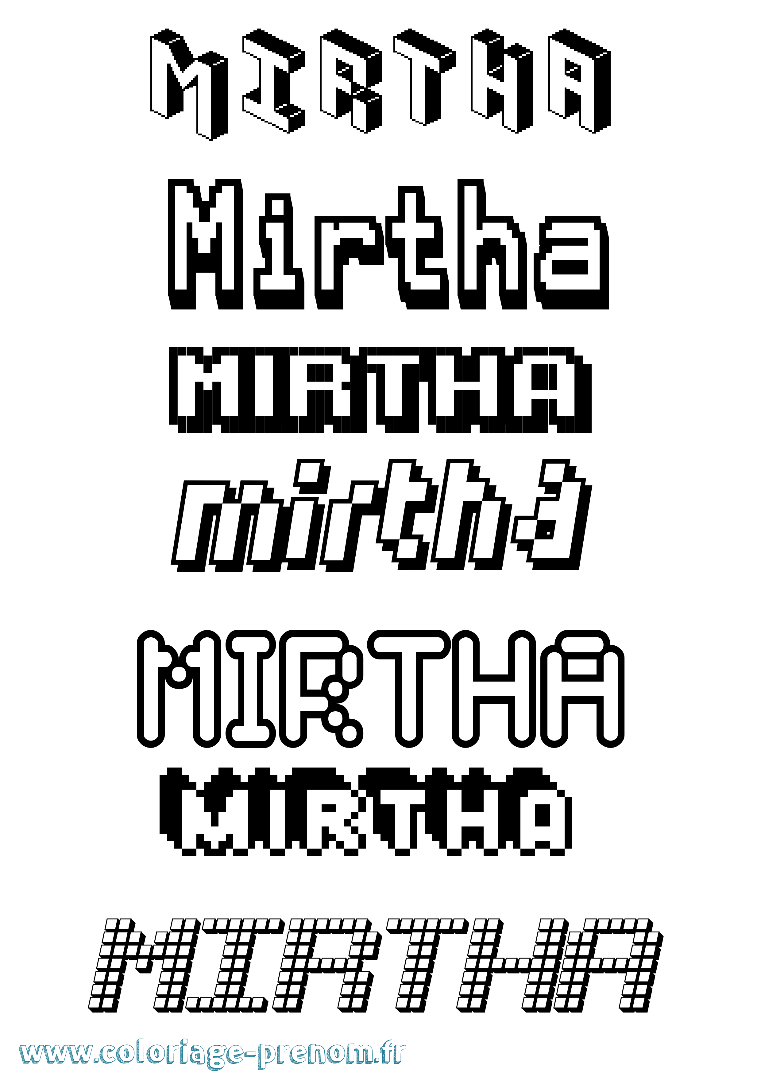 Coloriage Mirtha Pixel Coloriage prénom Mirtha Pixel