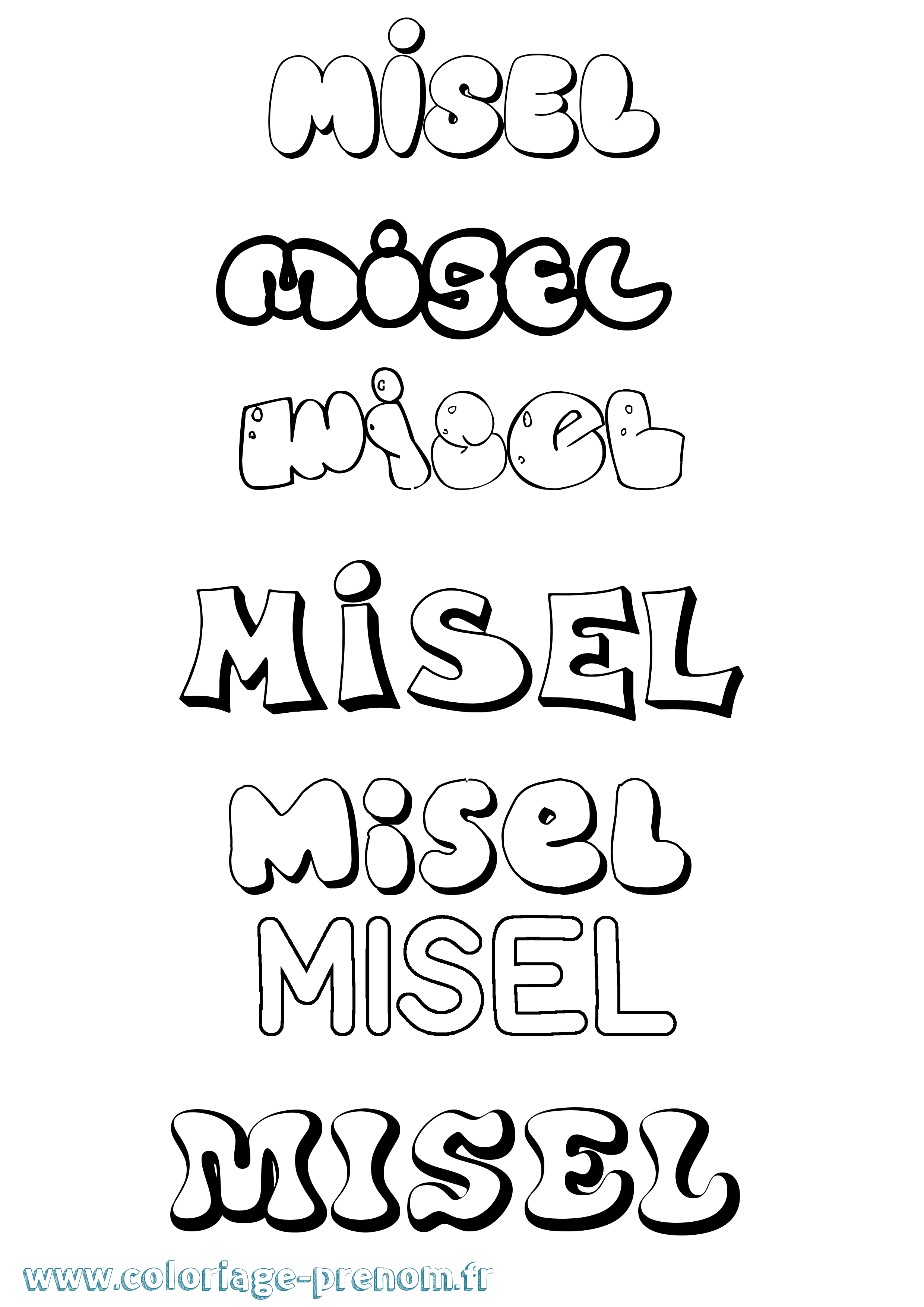 Coloriage prénom Misel Bubble