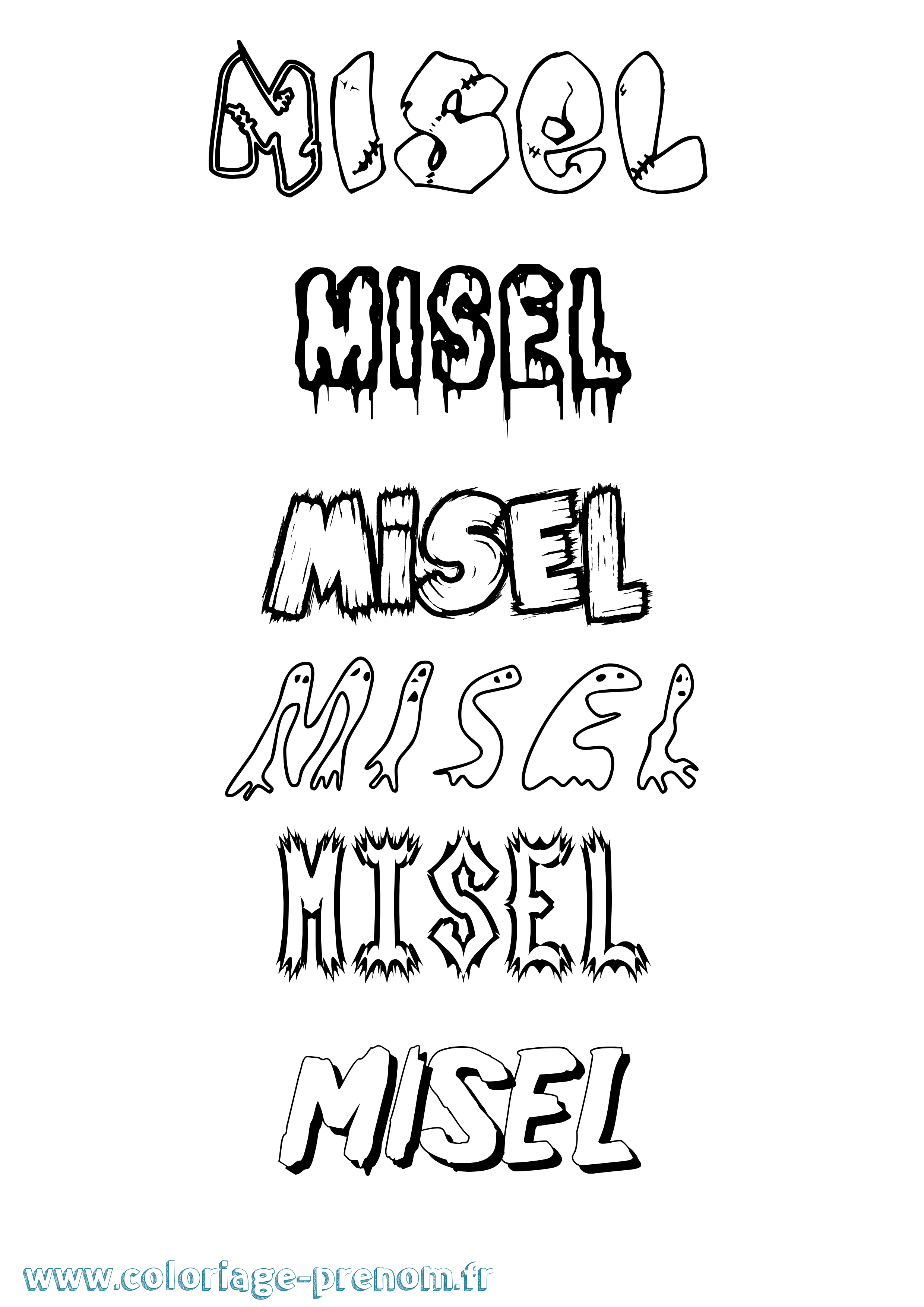 Coloriage prénom Misel Frisson
