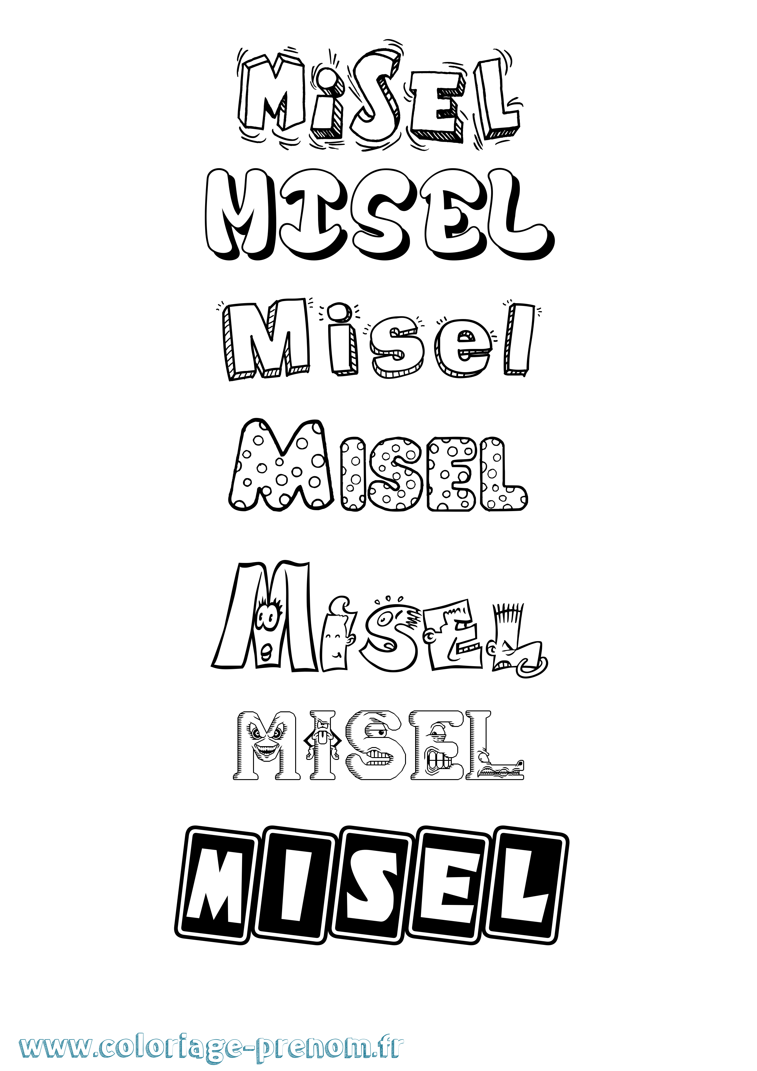Coloriage prénom Misel Fun