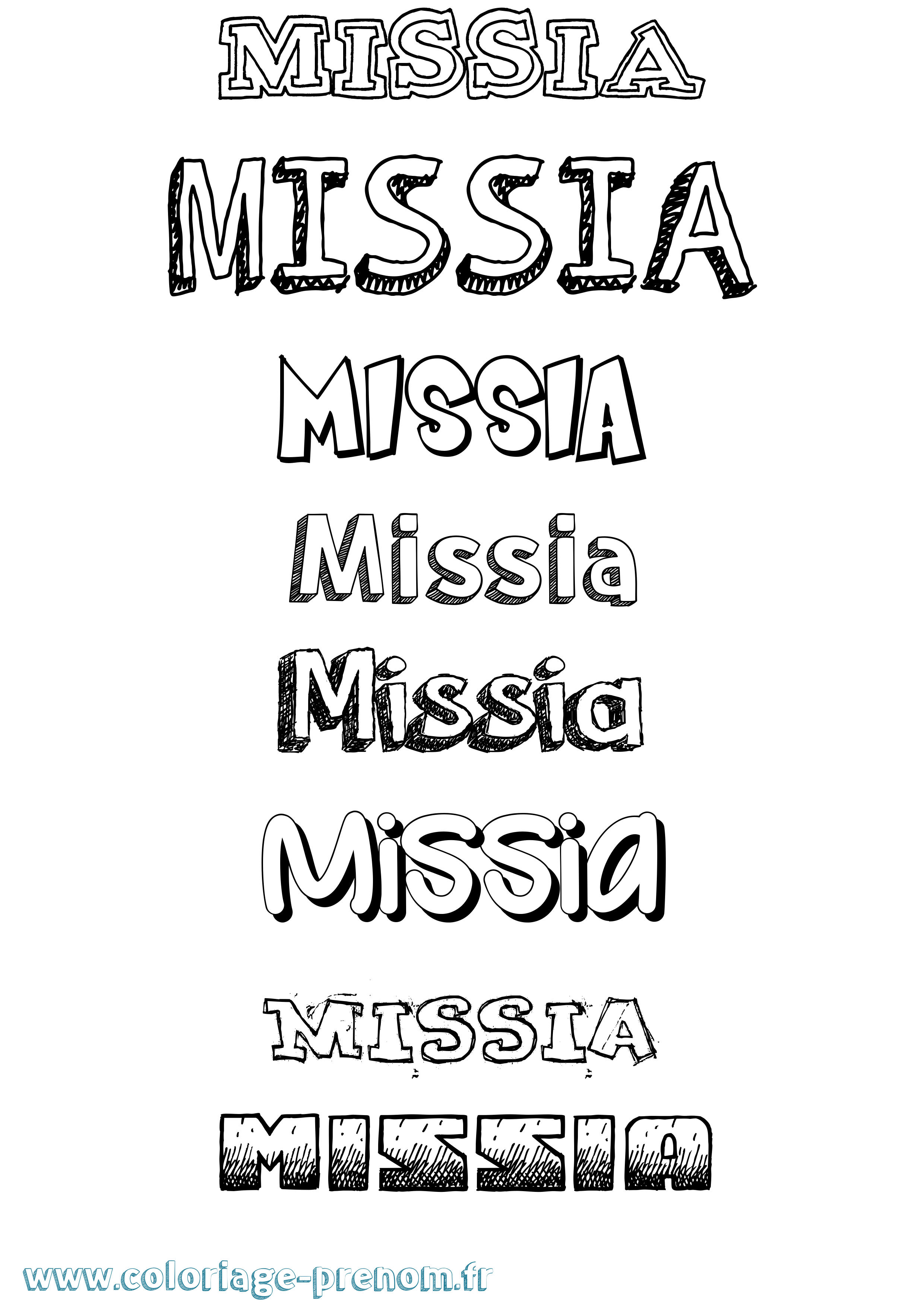 Coloriage prénom Missia Dessiné