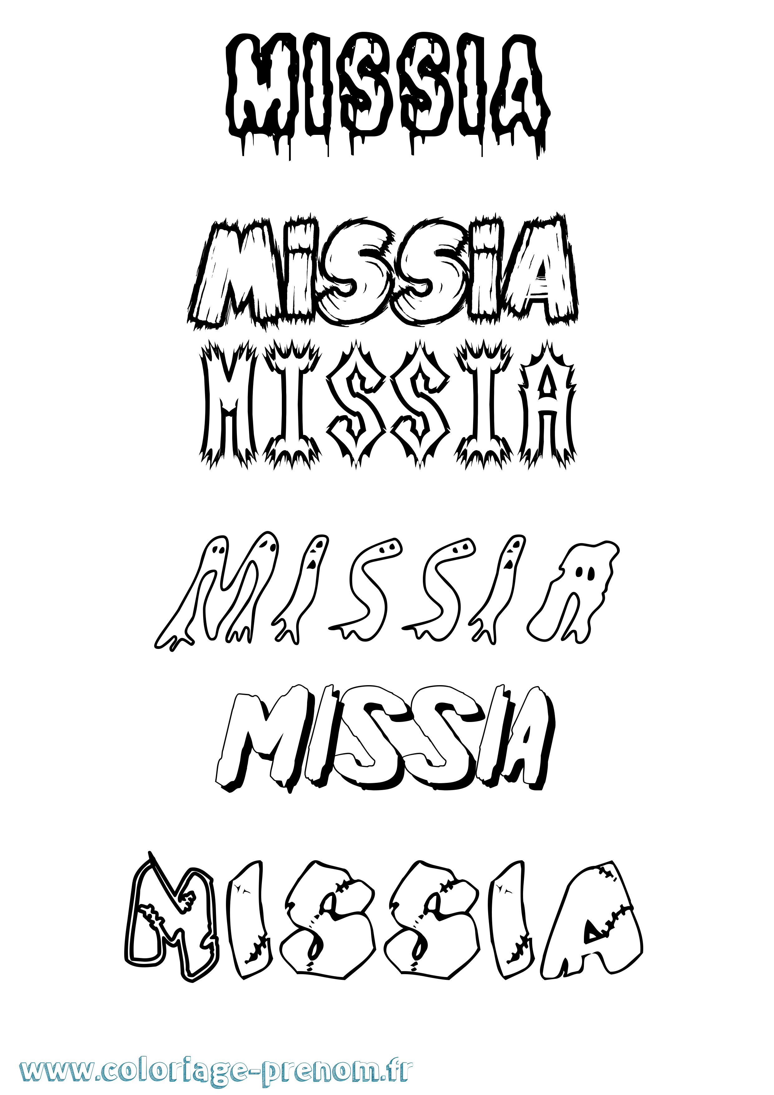 Coloriage prénom Missia Frisson