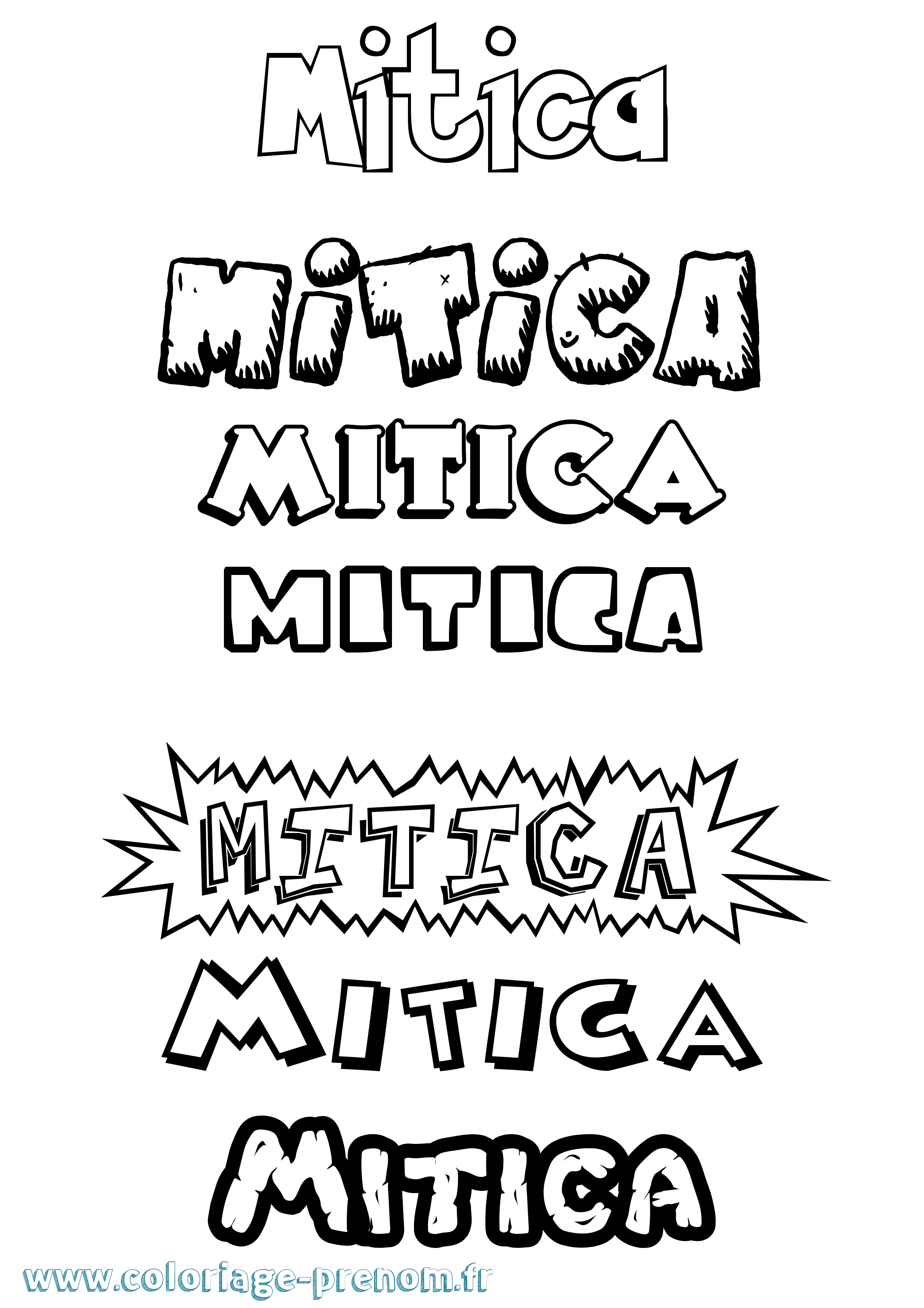 Coloriage prénom Mitica Dessin Animé