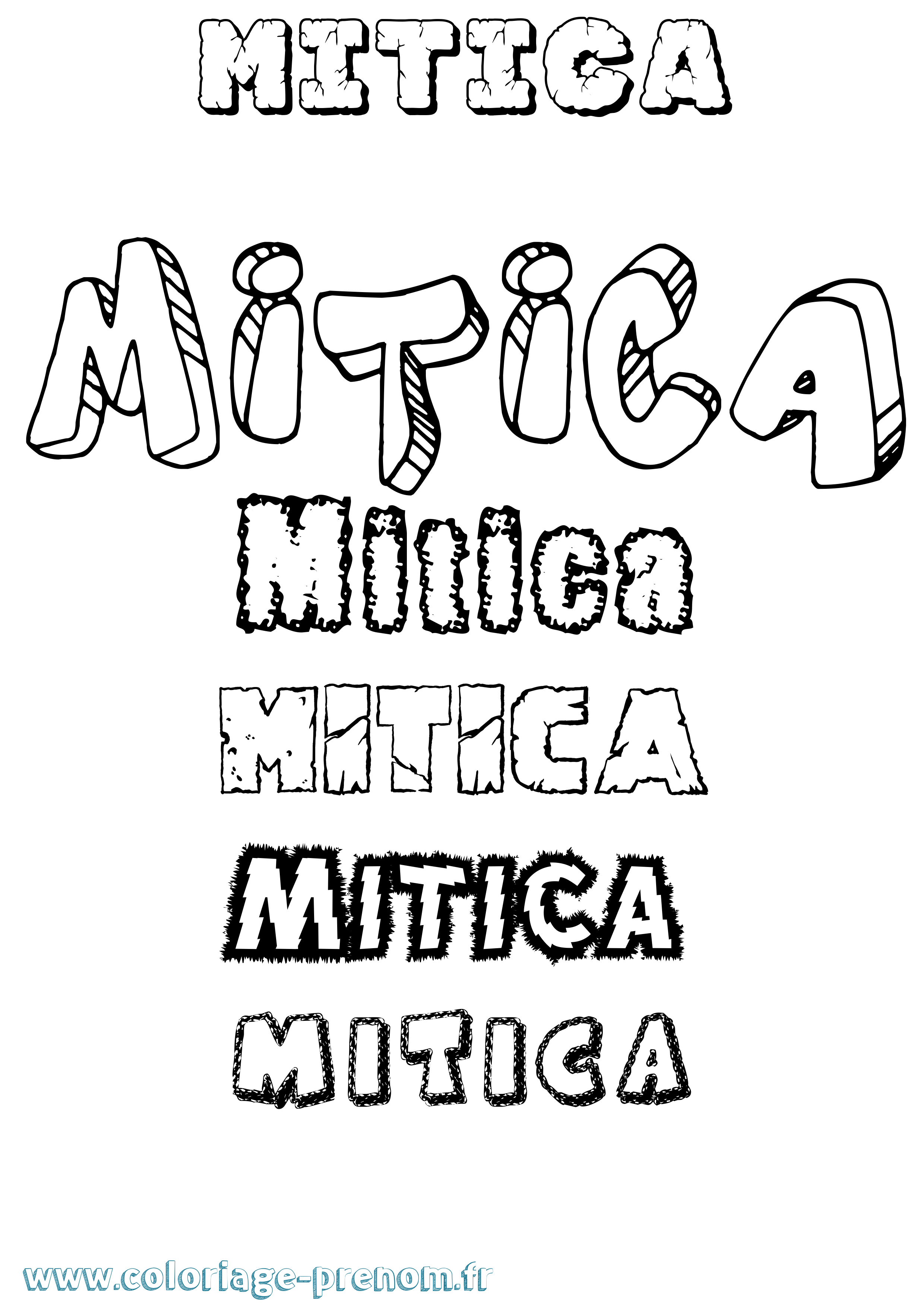 Coloriage prénom Mitica Destructuré