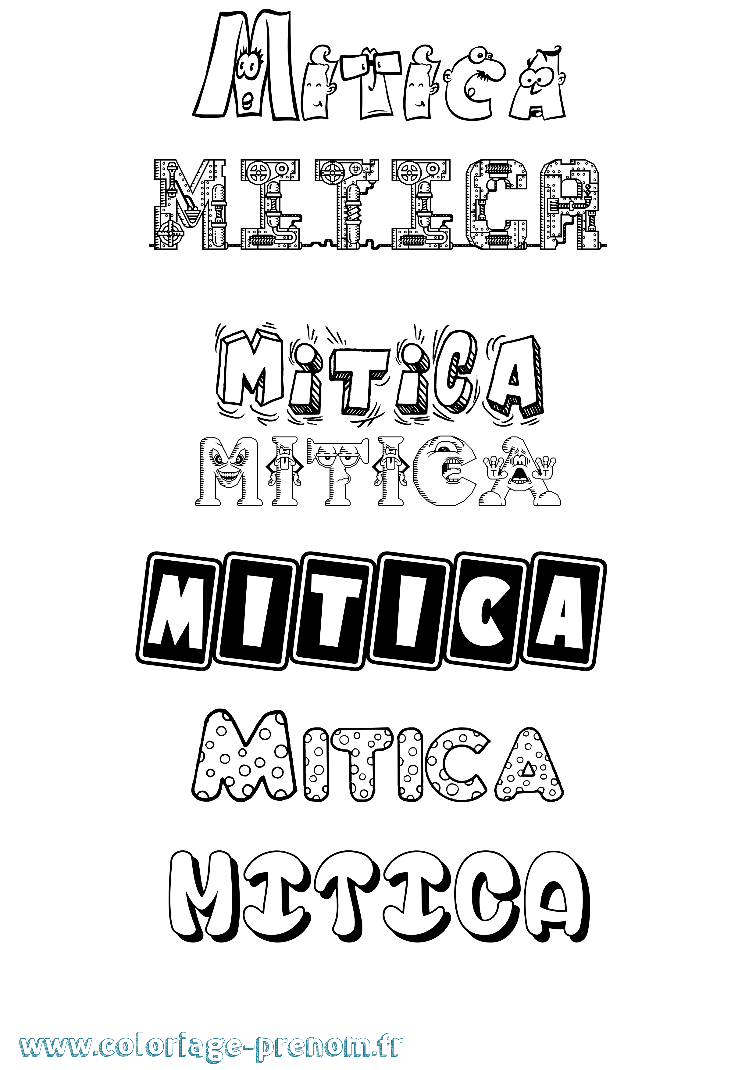 Coloriage prénom Mitica Fun