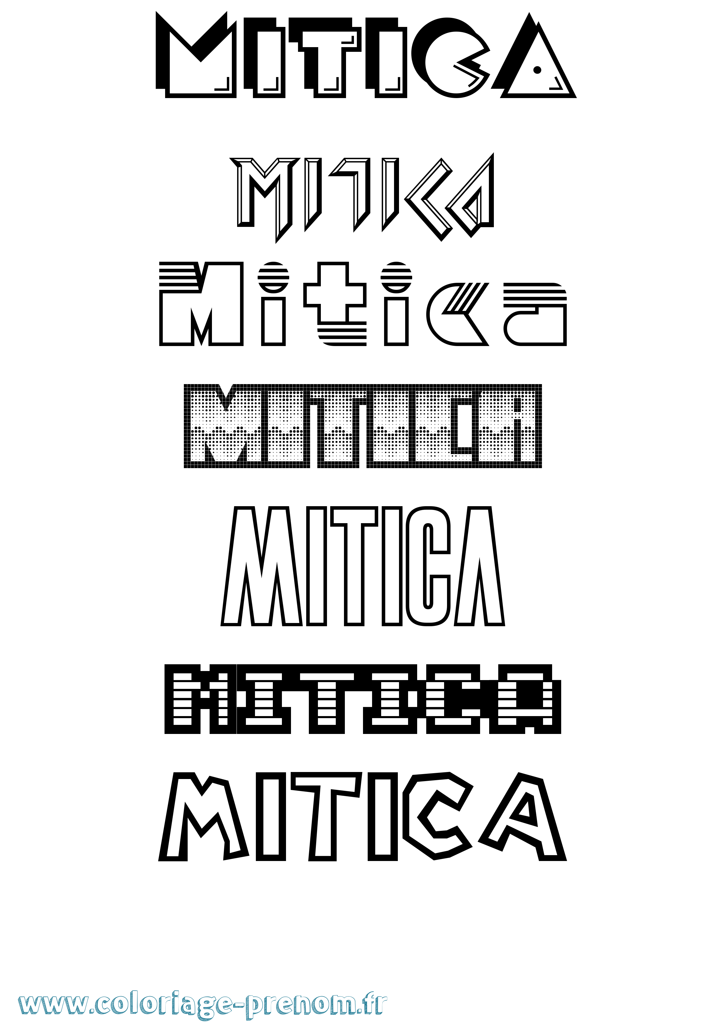 Coloriage prénom Mitica Jeux Vidéos