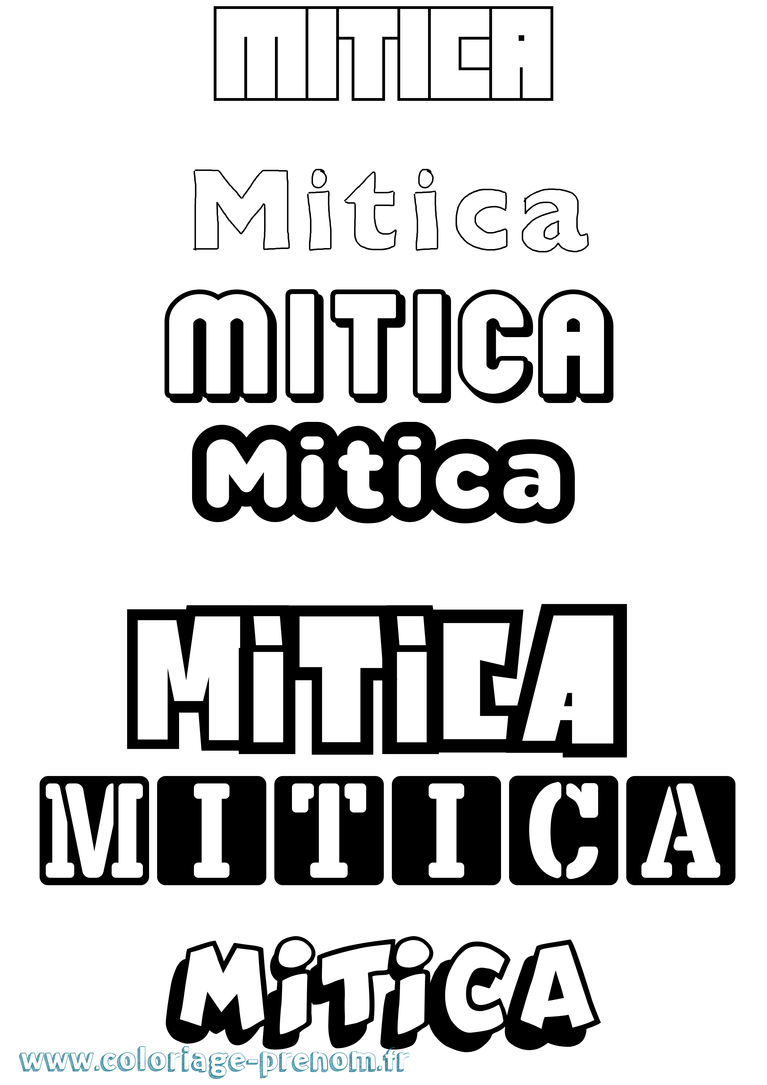 Coloriage prénom Mitica Simple