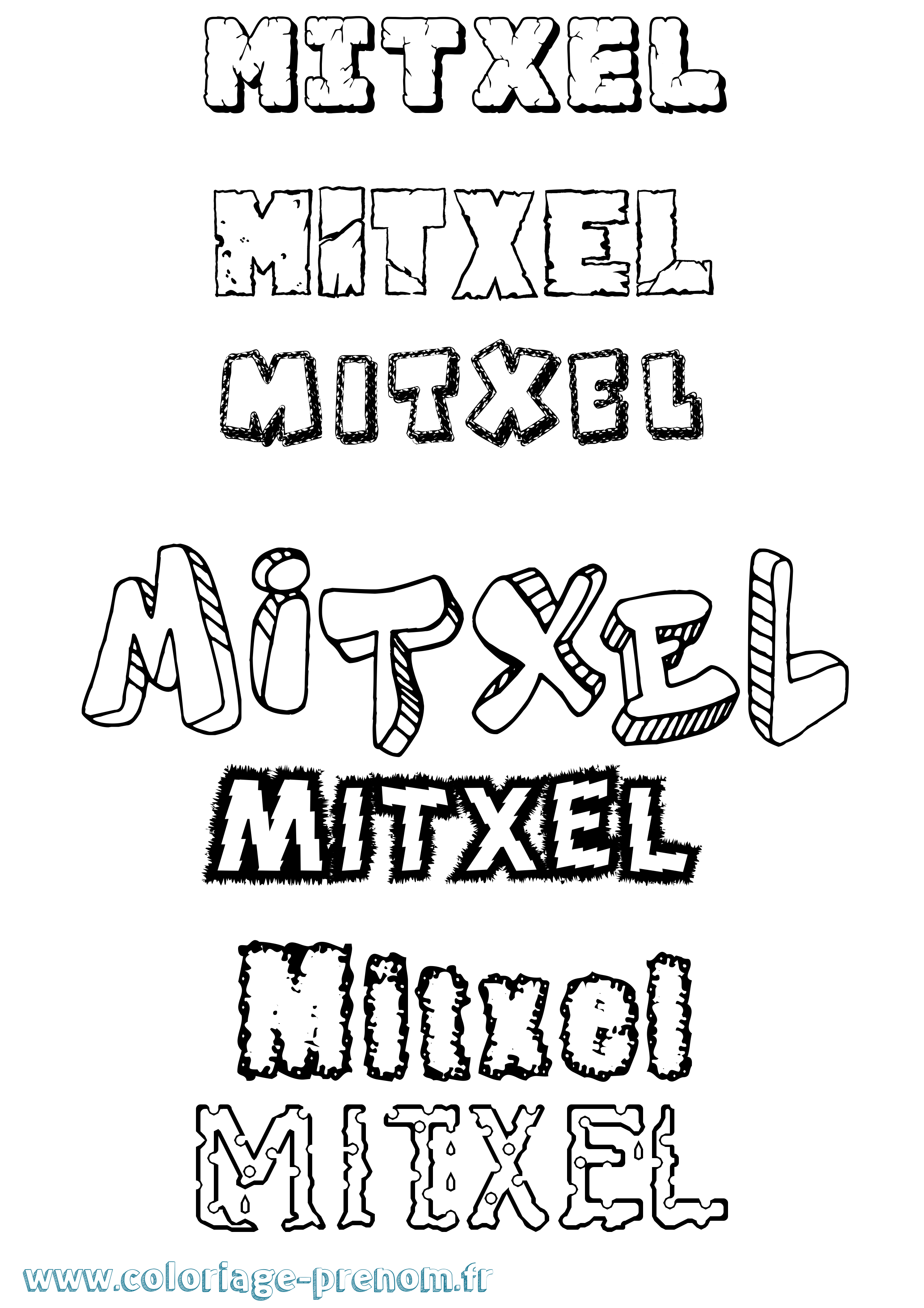 Coloriage prénom Mitxel Destructuré