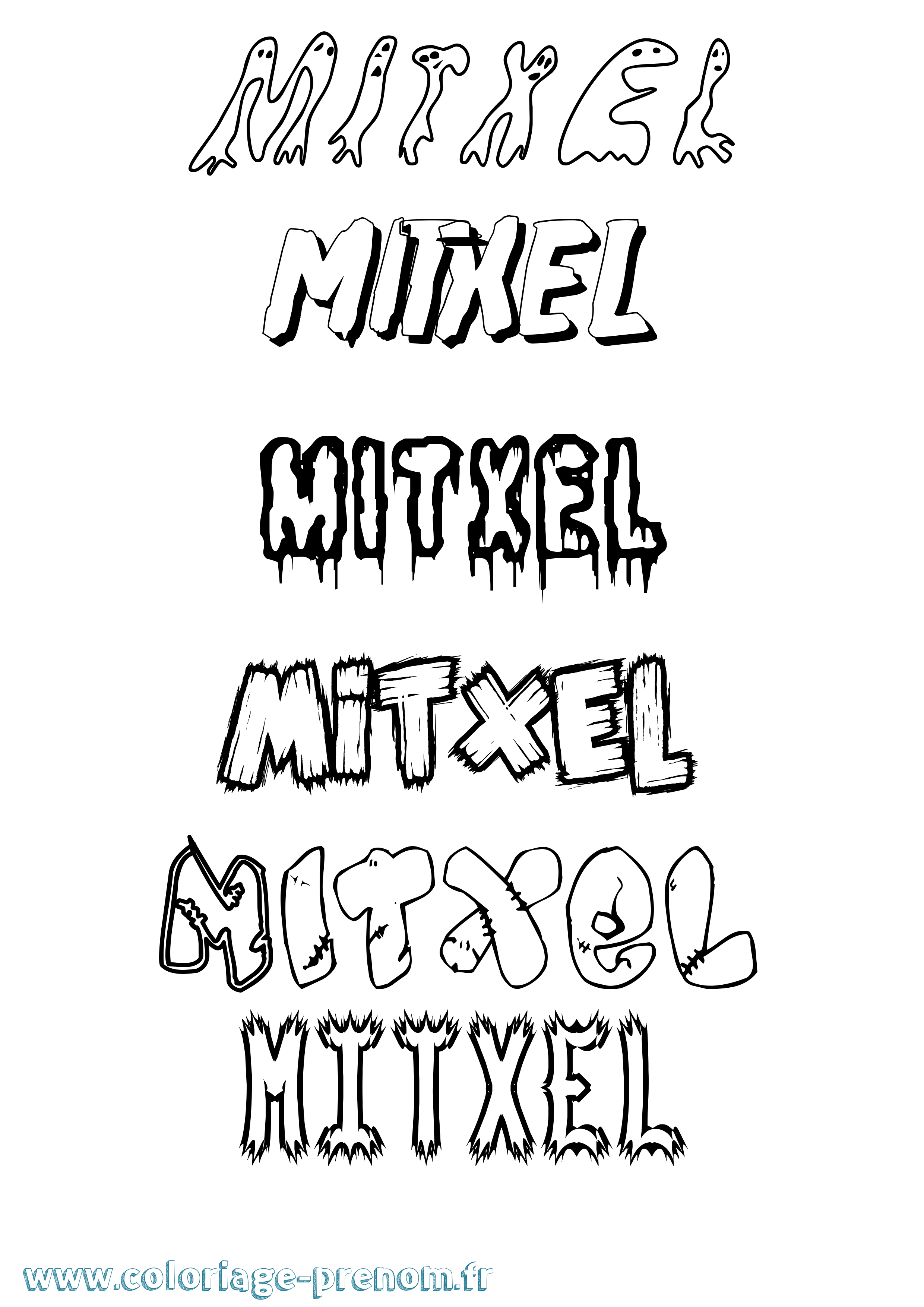 Coloriage prénom Mitxel Frisson