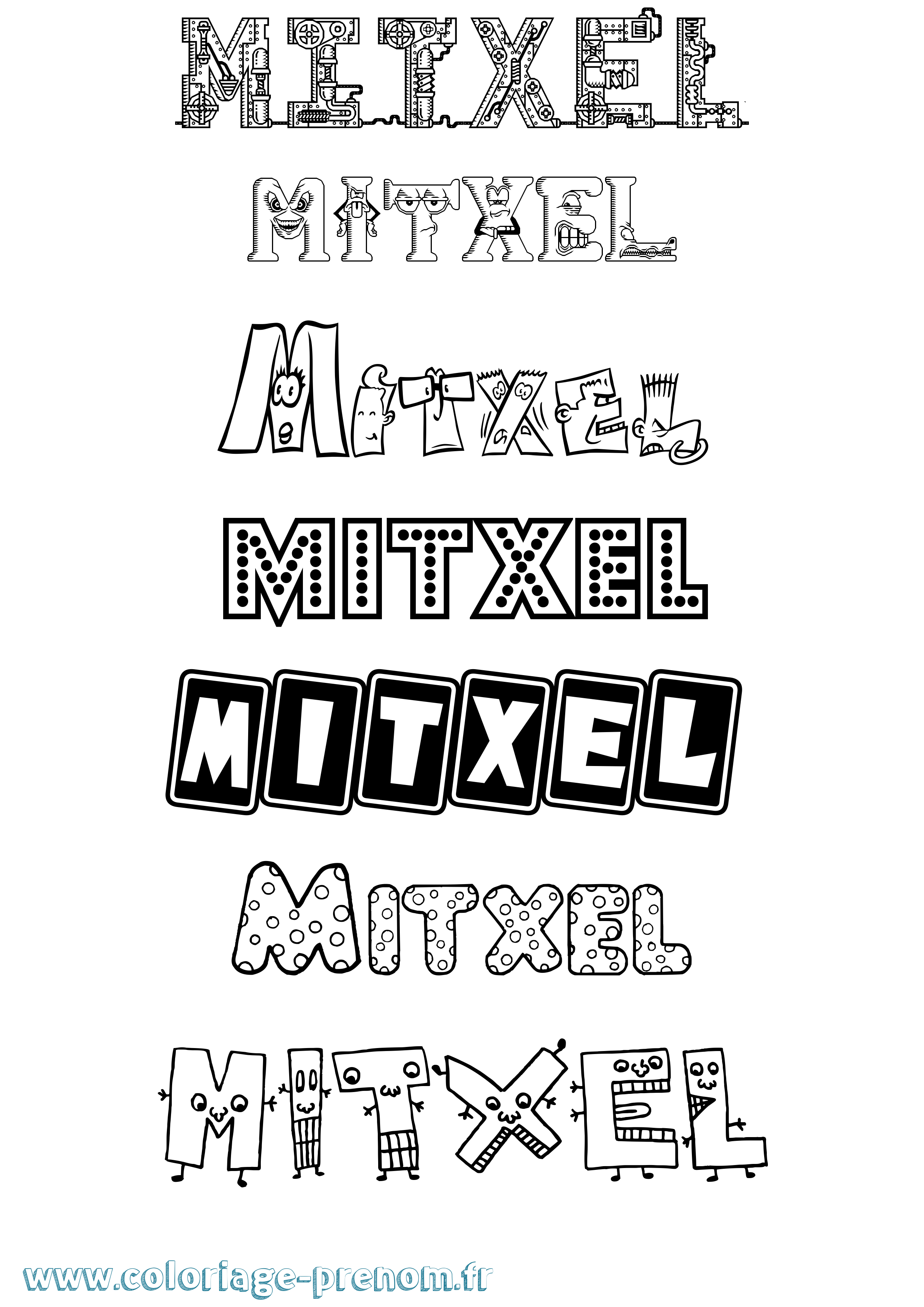 Coloriage prénom Mitxel Fun