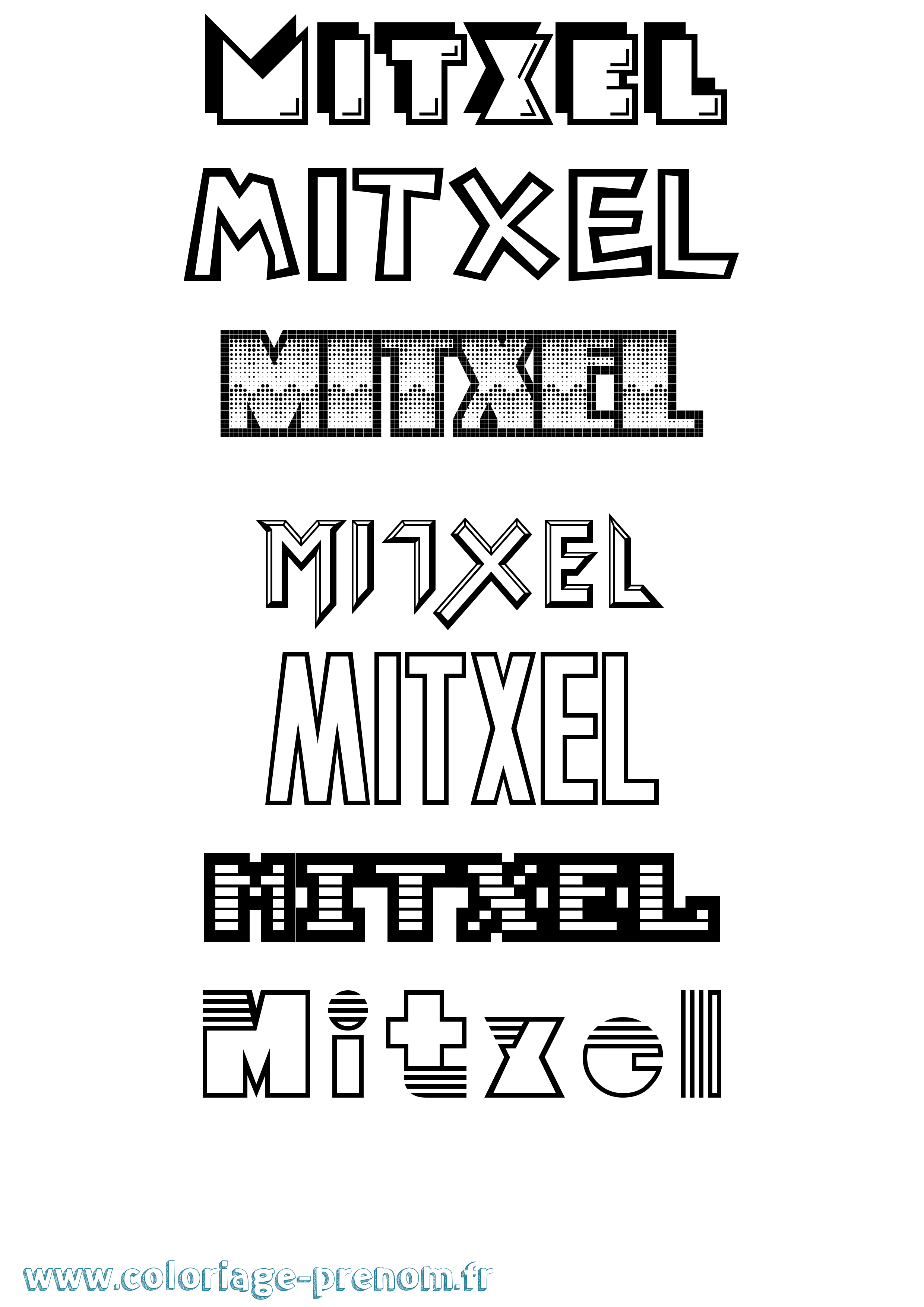 Coloriage prénom Mitxel Jeux Vidéos