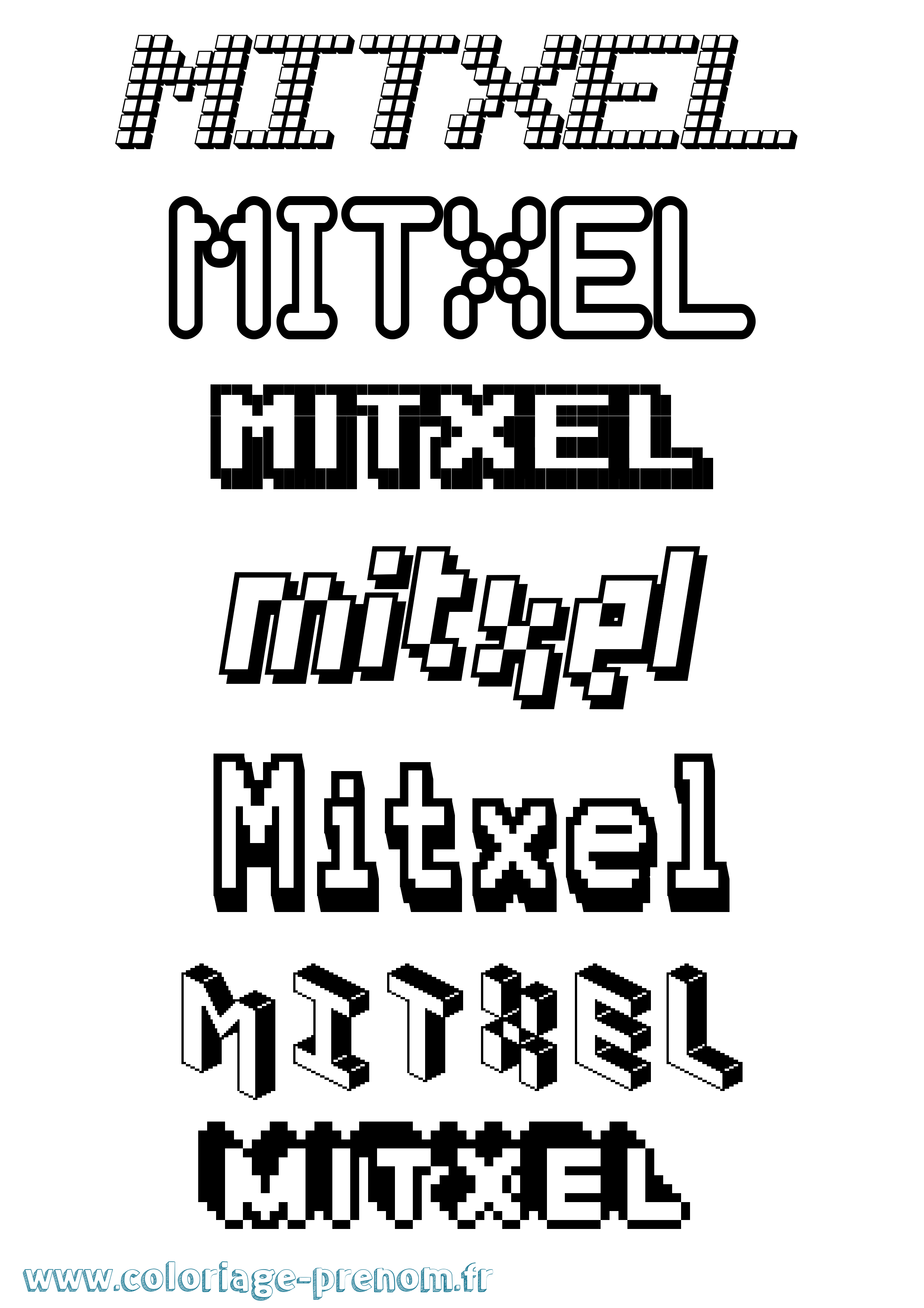 Coloriage prénom Mitxel Pixel