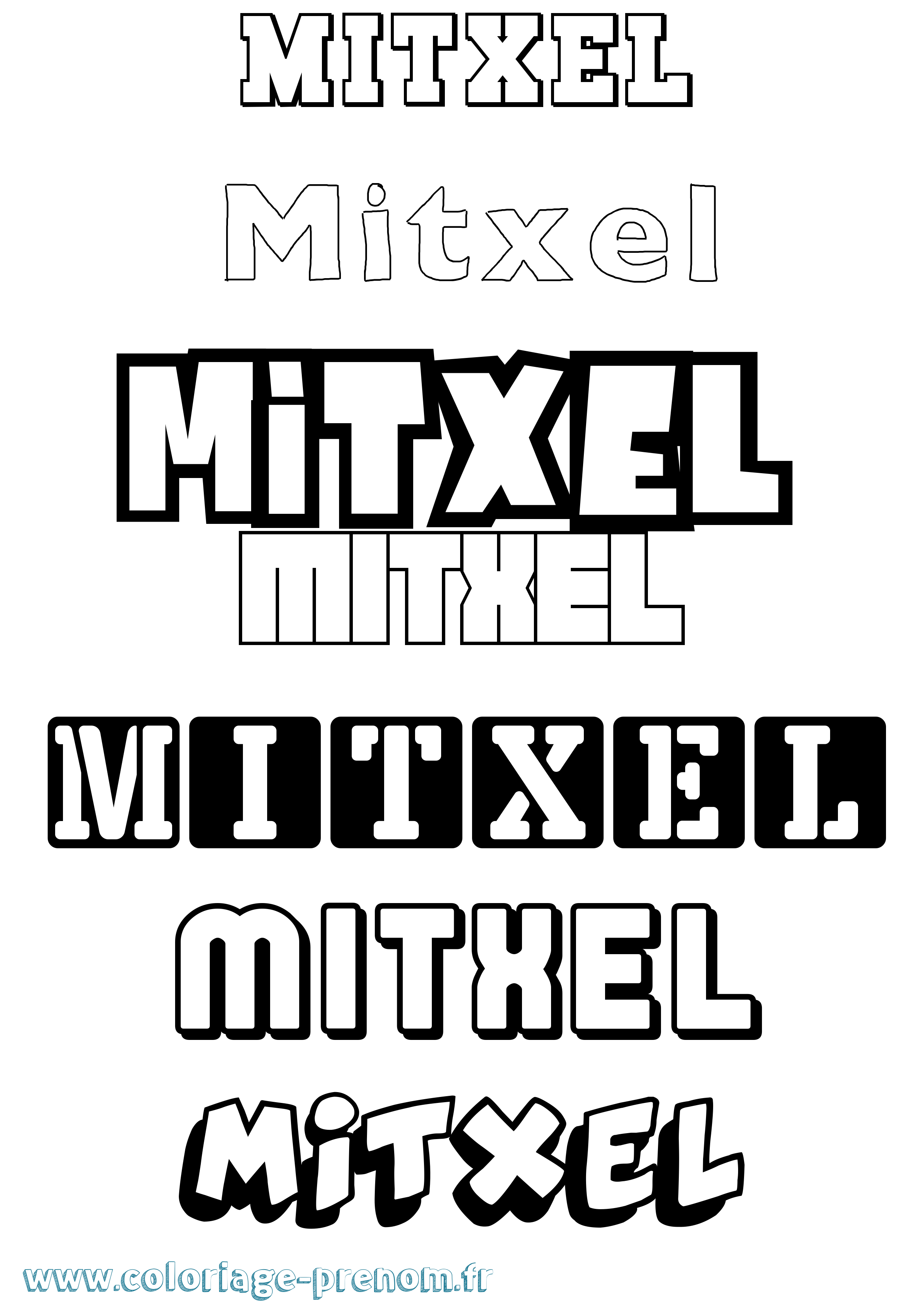 Coloriage prénom Mitxel Simple