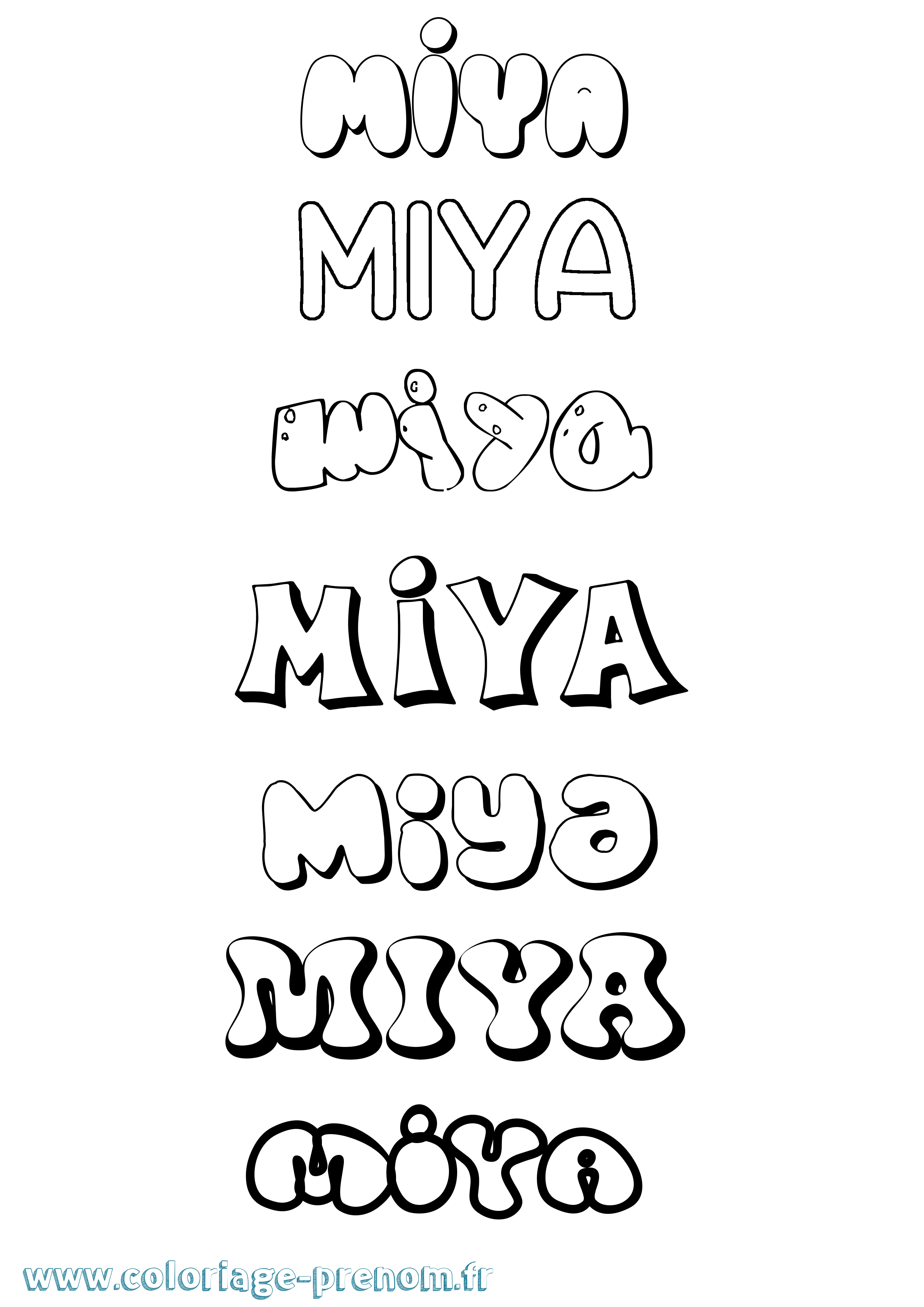 Coloriage Miya Coloriage prénom Miya