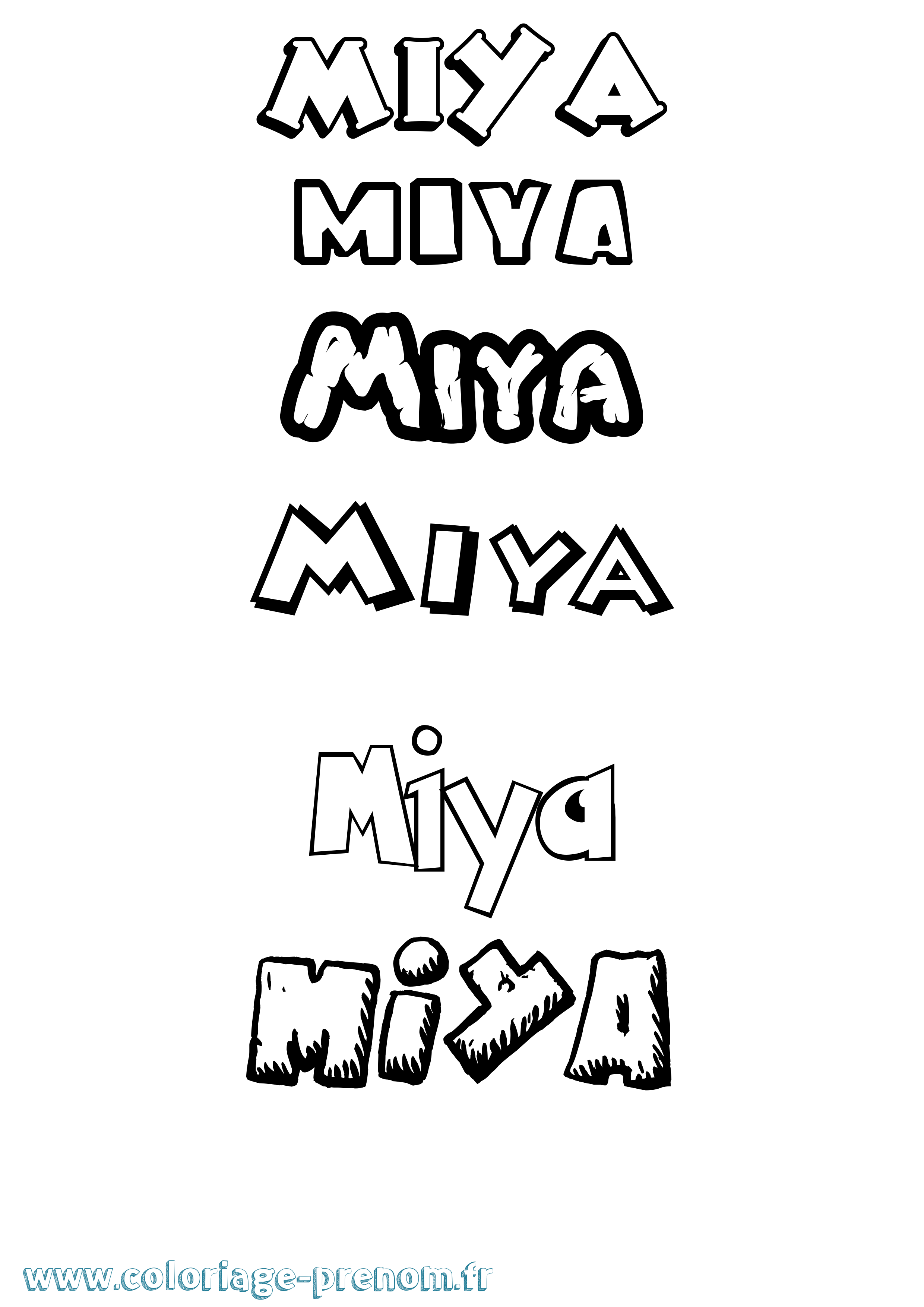 Coloriage Miya Coloriage prénom Miya