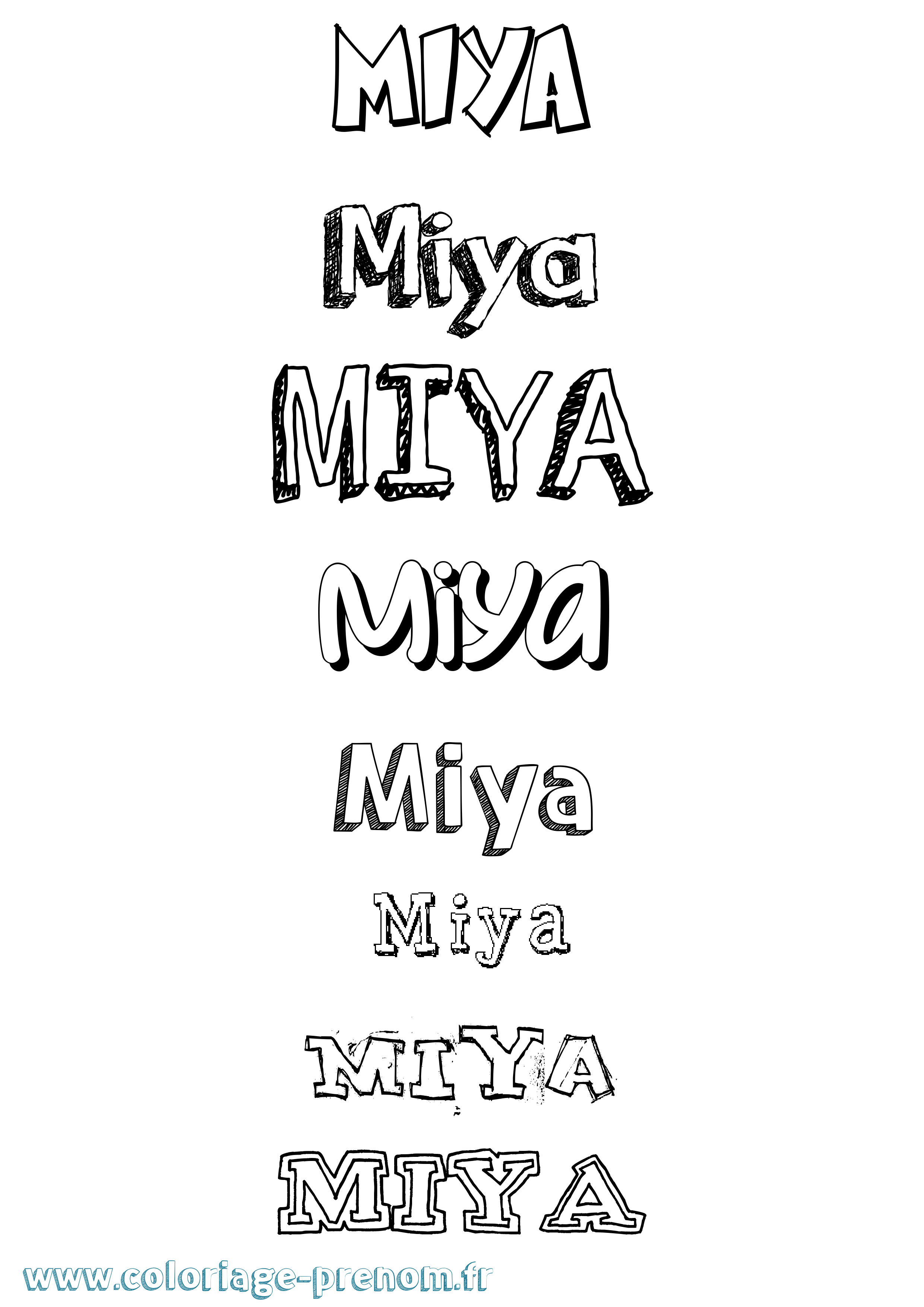 Coloriage Miya Coloriage prénom Miya