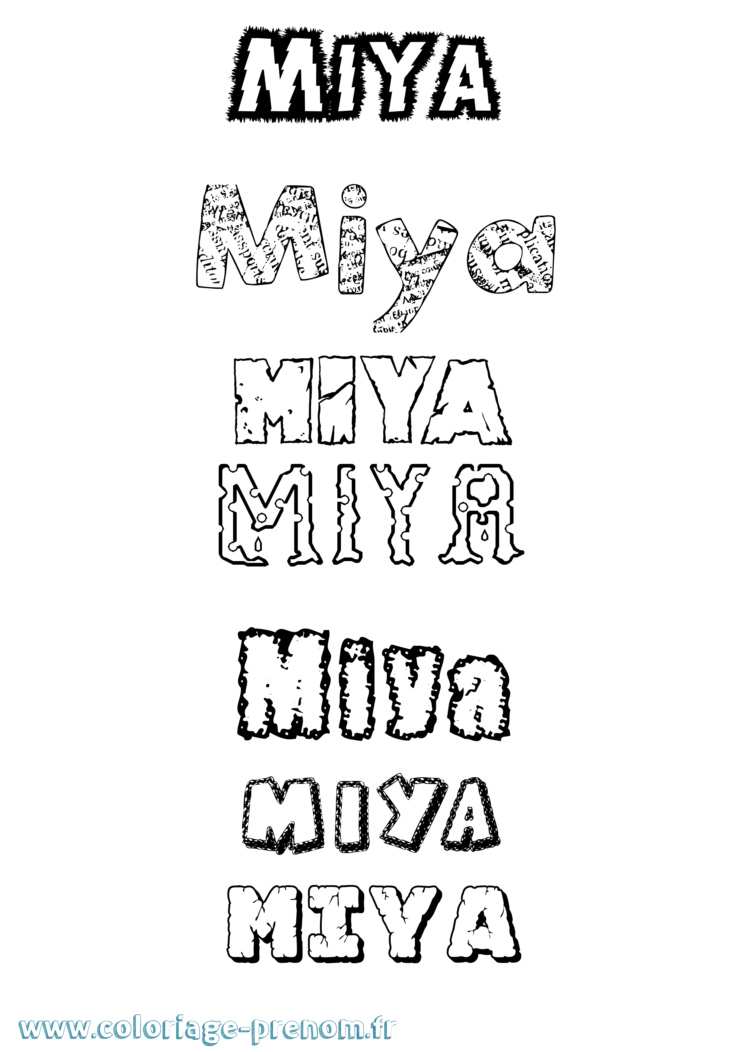 Coloriage Miya Coloriage prénom Miya
