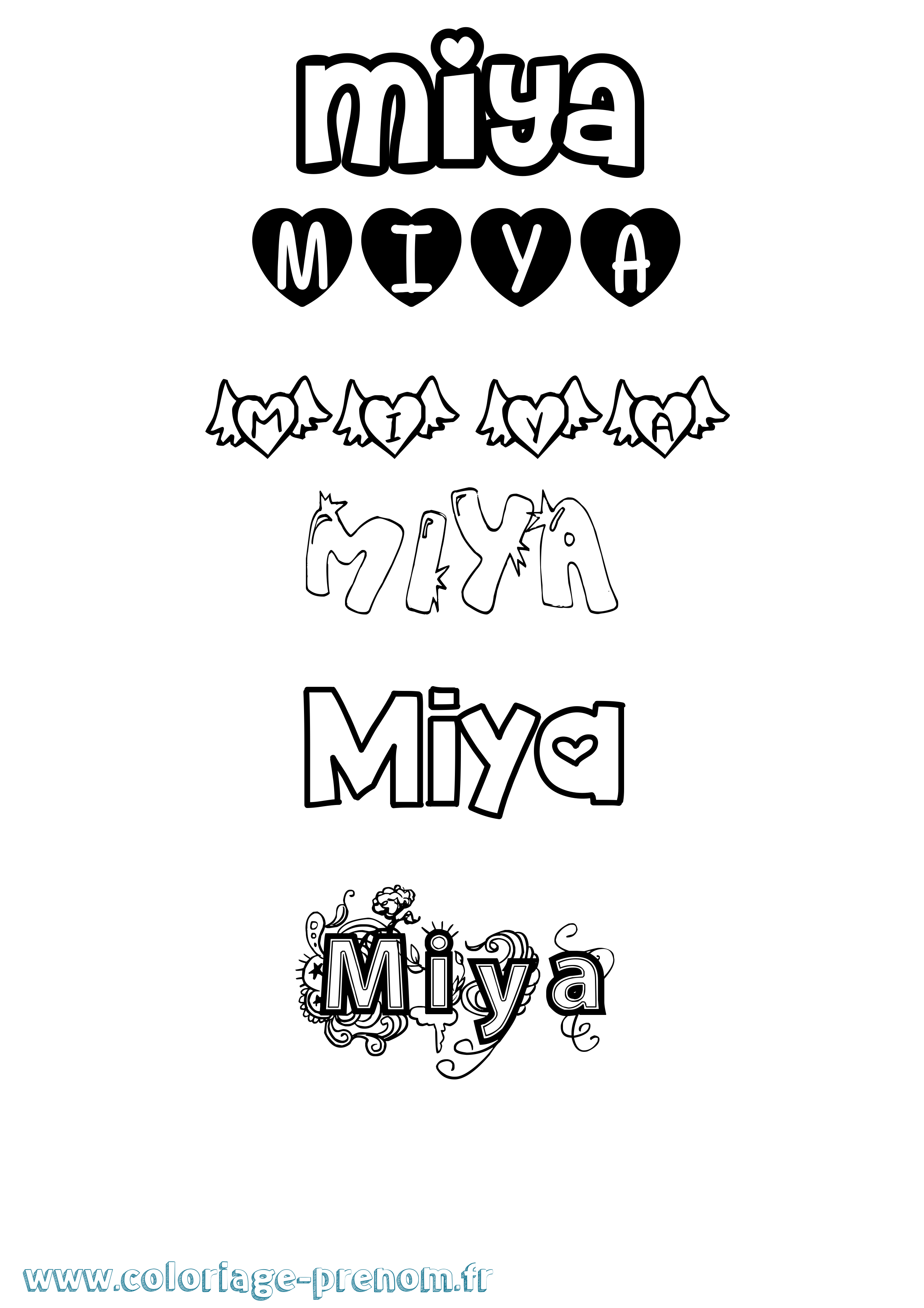 Coloriage Miya Coloriage prénom Miya