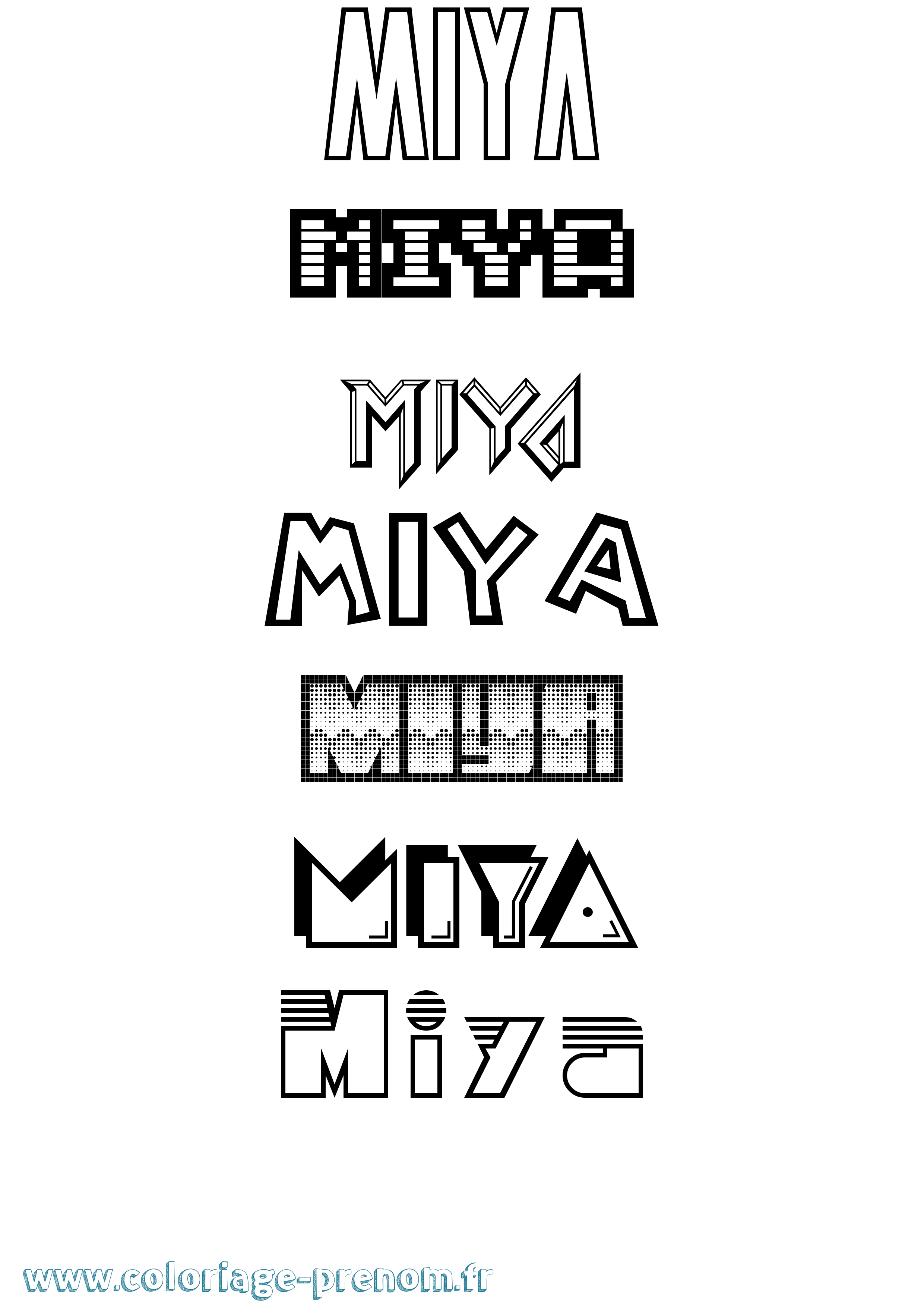 Coloriage Miya Coloriage prénom Miya