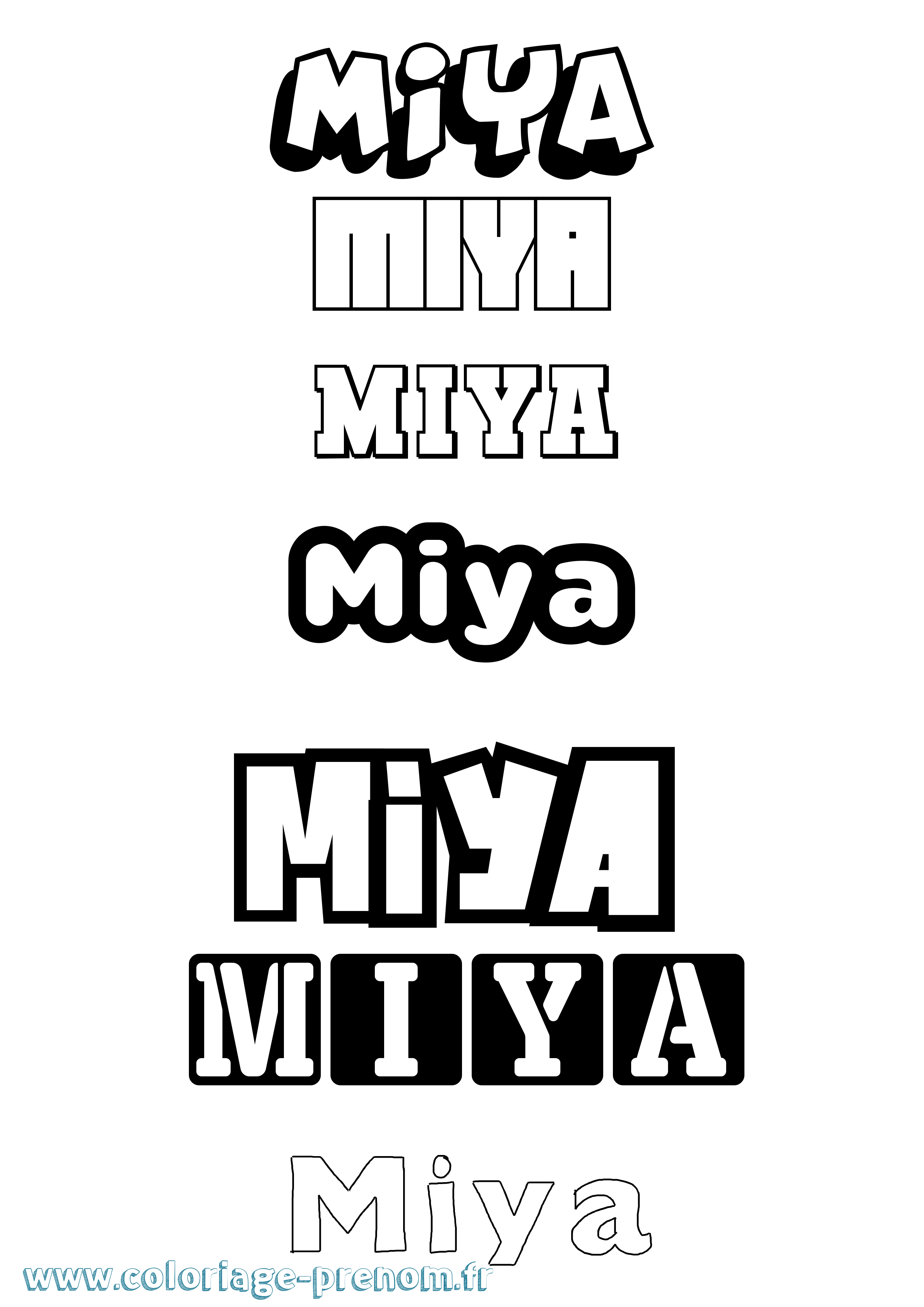 Coloriage prénom Miya