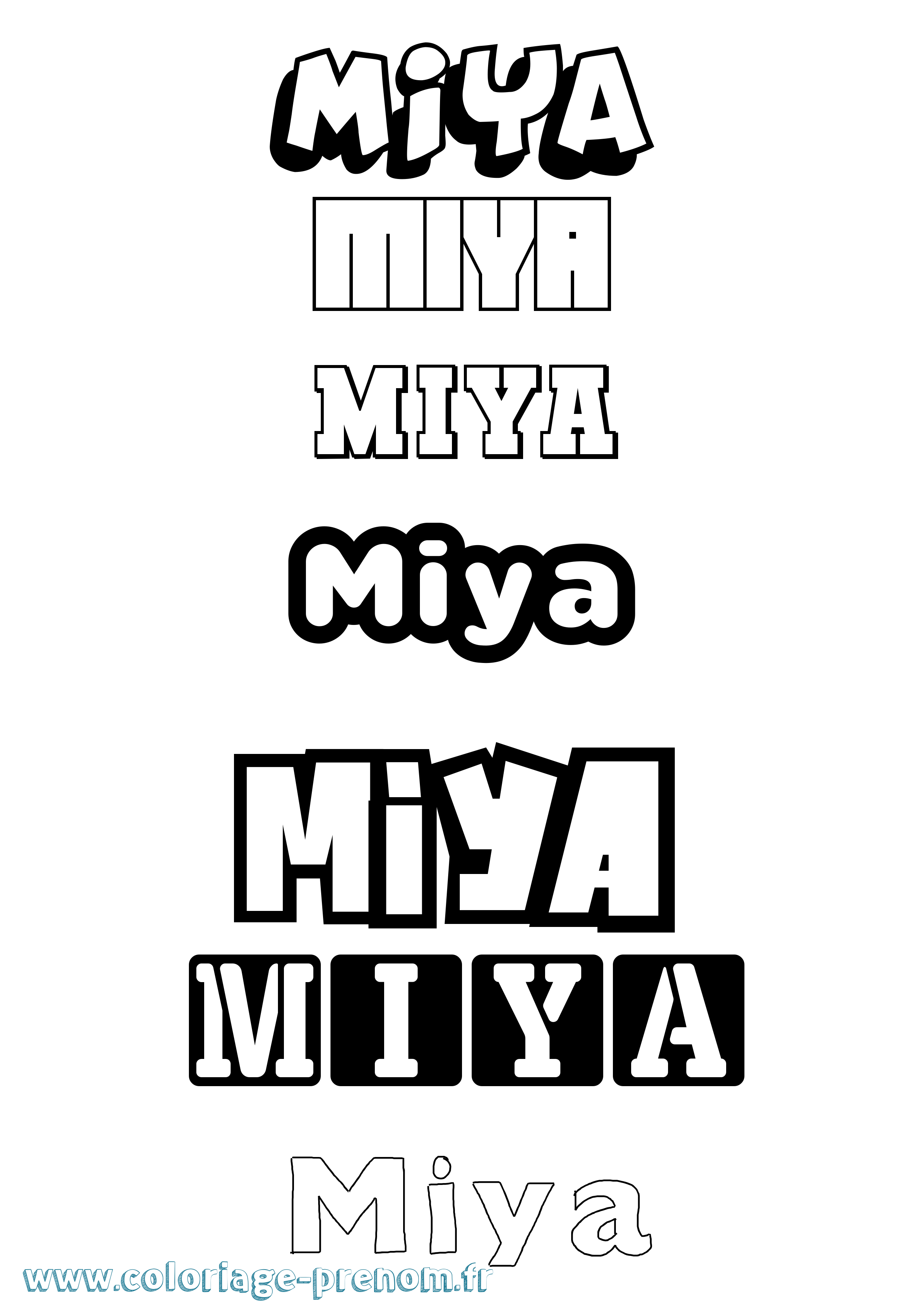 Coloriage Miya Coloriage prénom Miya
