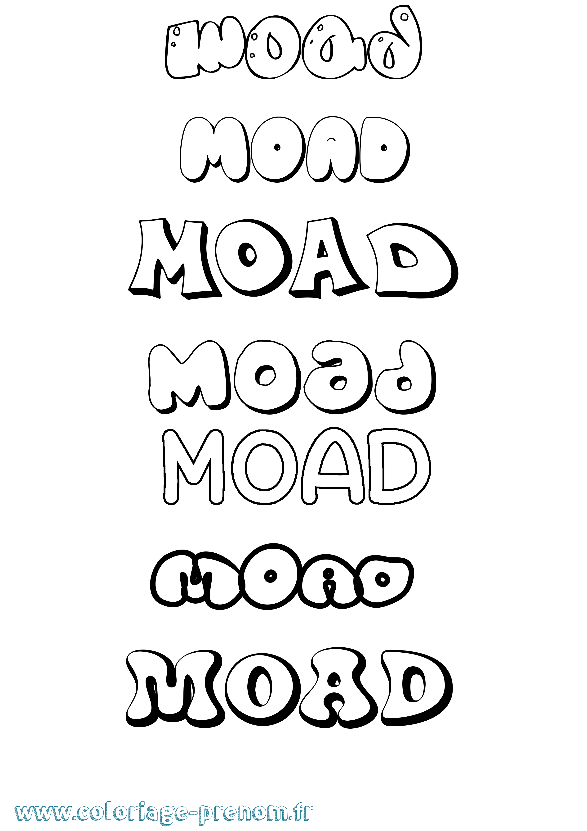 Coloriage prénom Moad Bubble