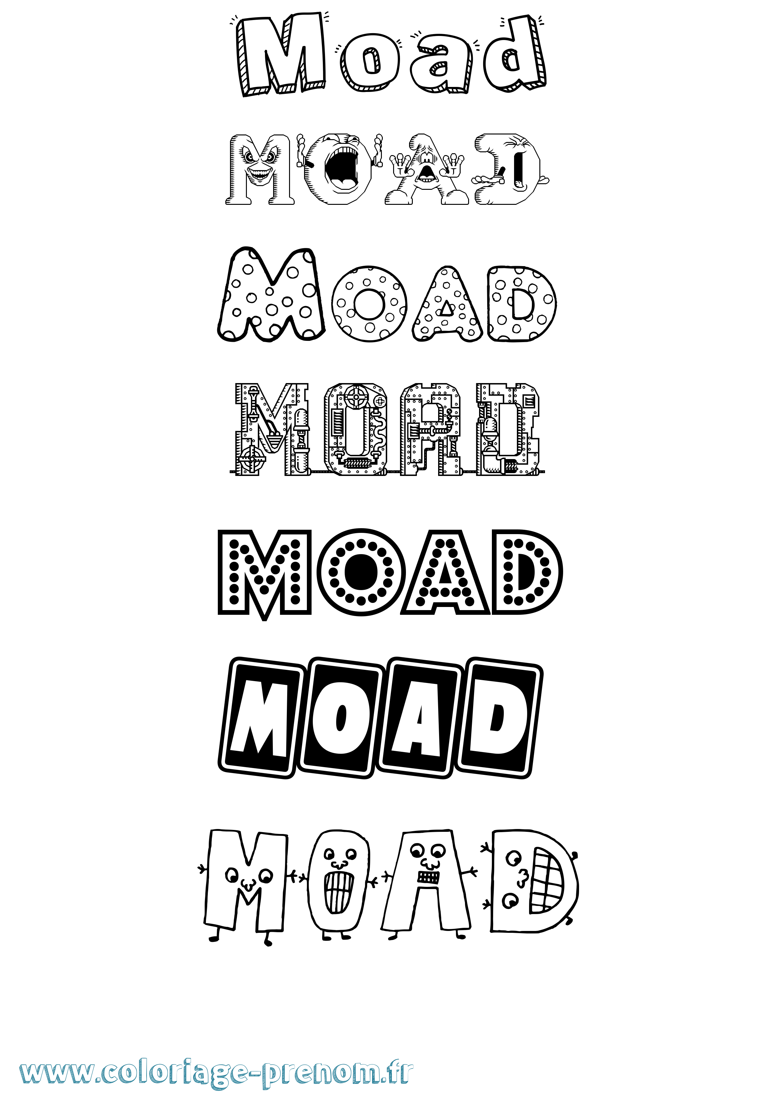 Coloriage prénom Moad Fun